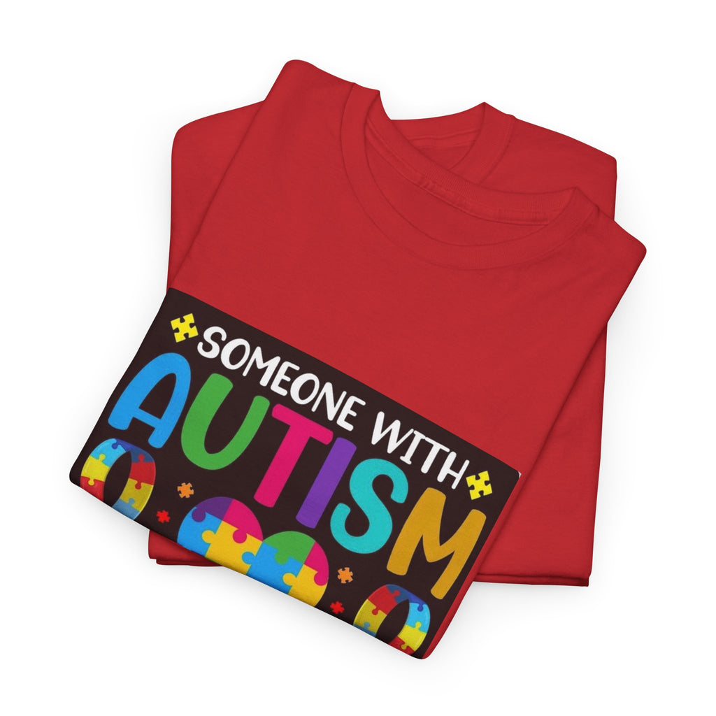 Autism Awareness T-Shirt — “Someone With Autism Lights Up My World” Colorful Puzzle Tee