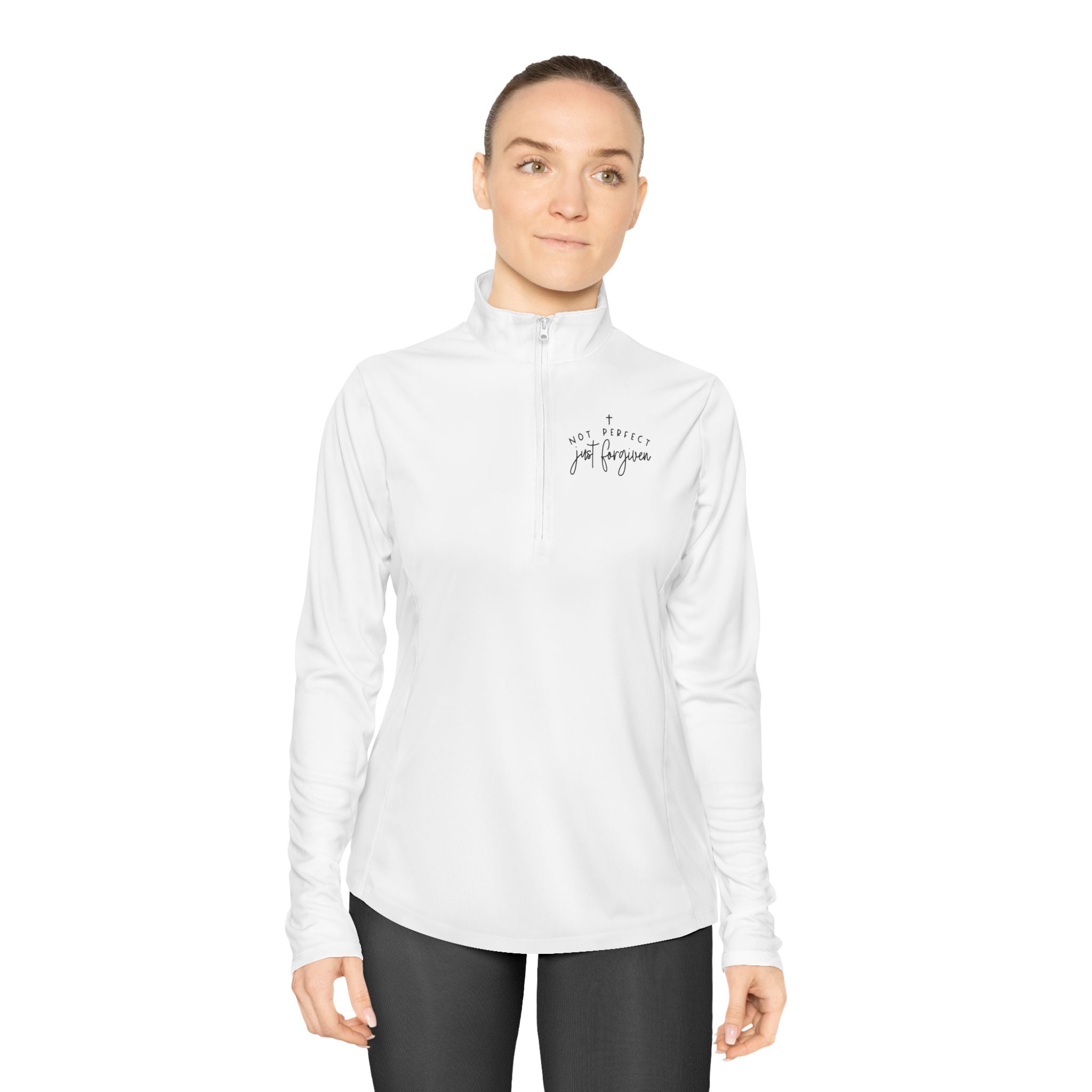 Ladies Quarter-Zip Pullover — Minimal Script "be brave, be you" Athletic Pullover