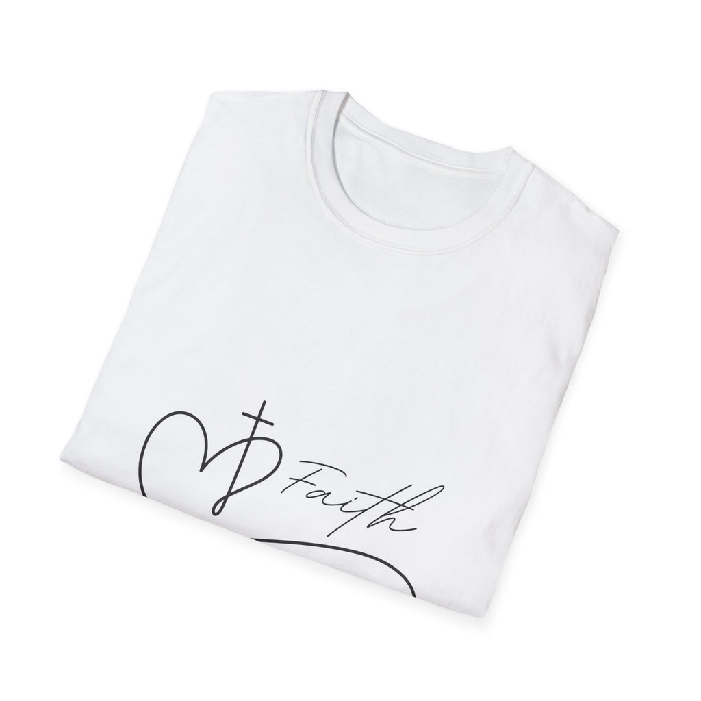 Faith Script T-Shirt — Heart Cross Design