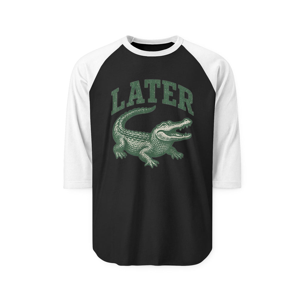 Later Alligator Raglan Shirt — Vintage Crocodile Graphic 3/4 Sleeve
