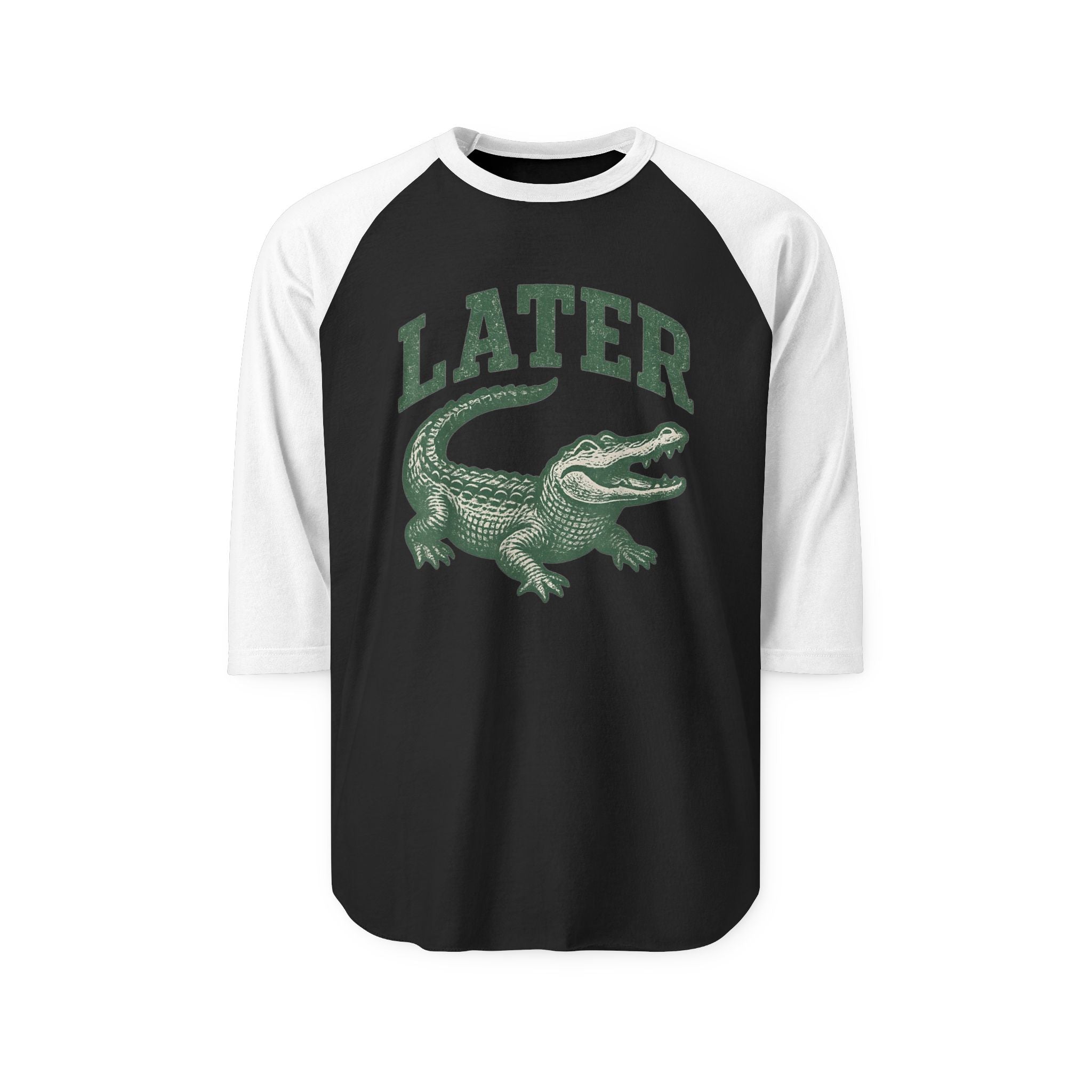 Later Alligator Raglan Shirt — Vintage Crocodile Graphic 3/4 Sleeve