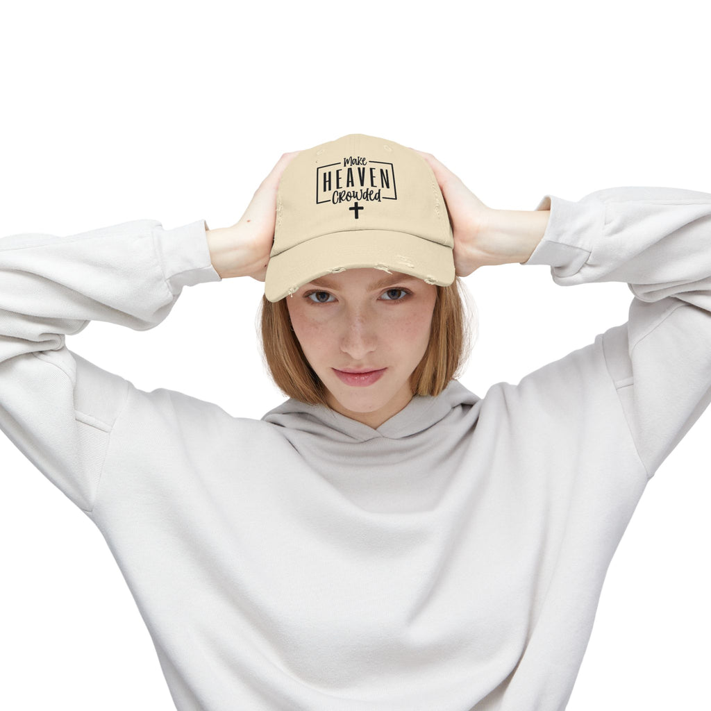 Make Heaven Crowded Distressed Baseball Cap