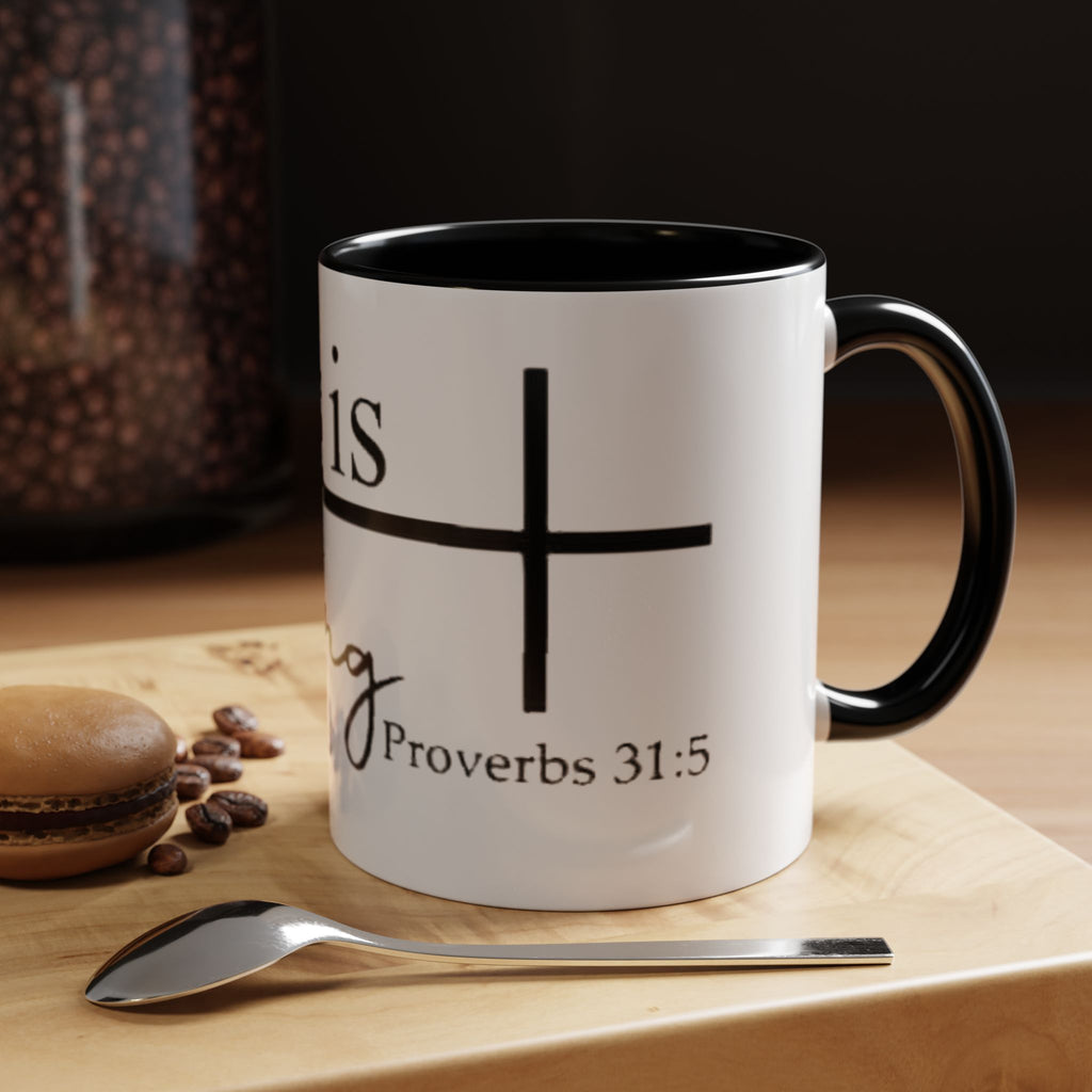Proverbs 31:25 'She Is Strong' Accent Coffee Mug — Inspirational Christian Gift