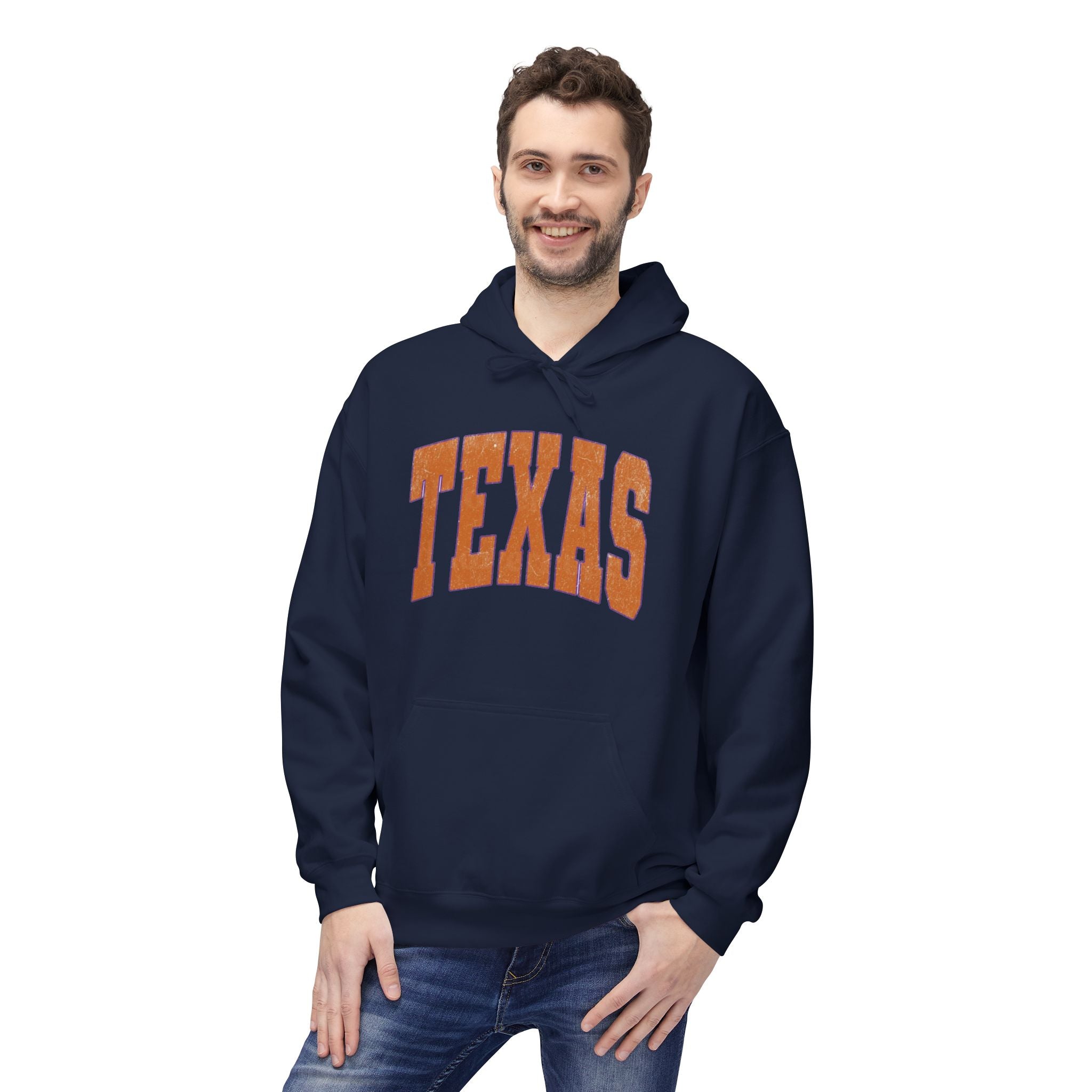 Texas Arch Hoodie — Vintage burnt orange college pullover