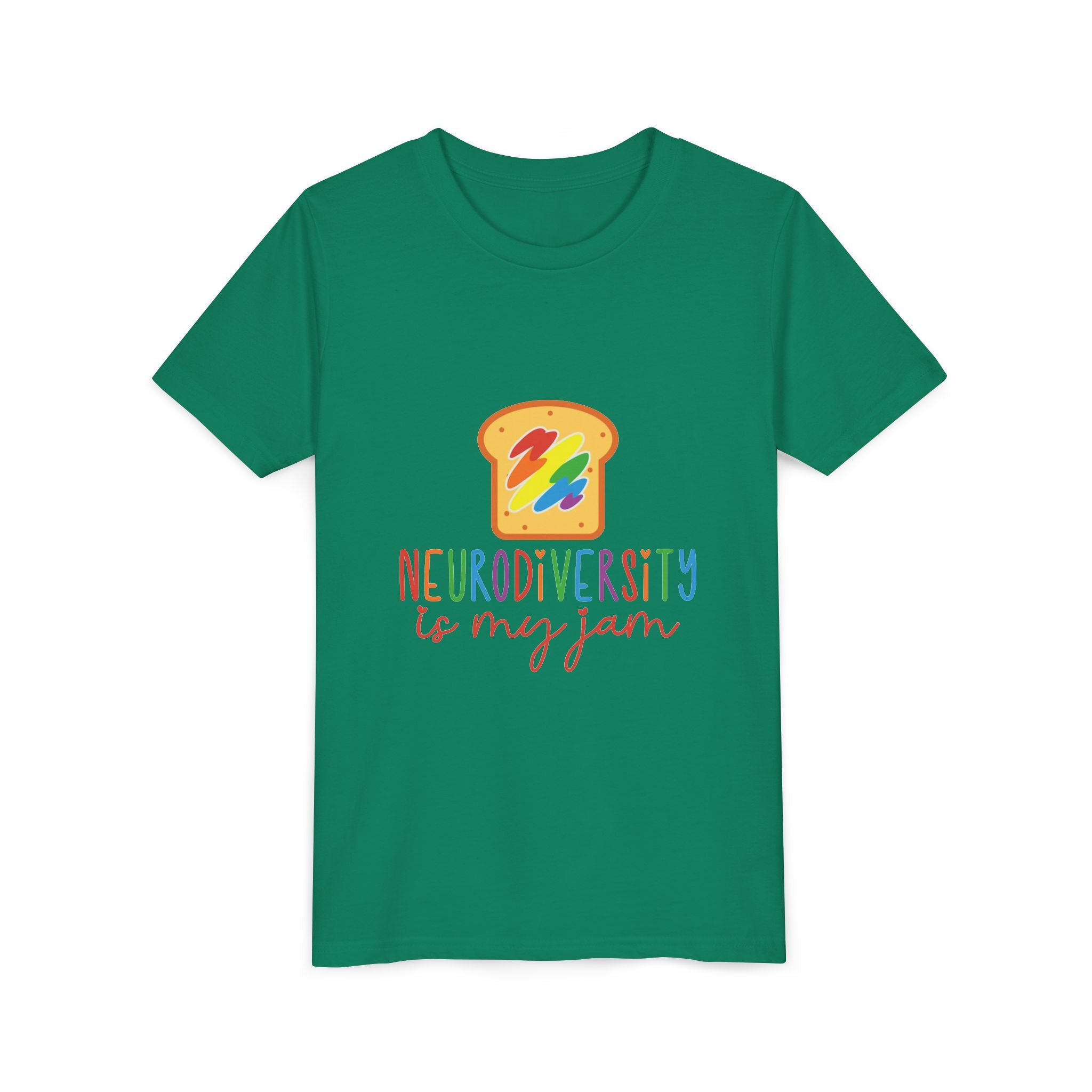 Youth Tee - "Neurodiversity Is My Jam" Rainbow Toast Graphic