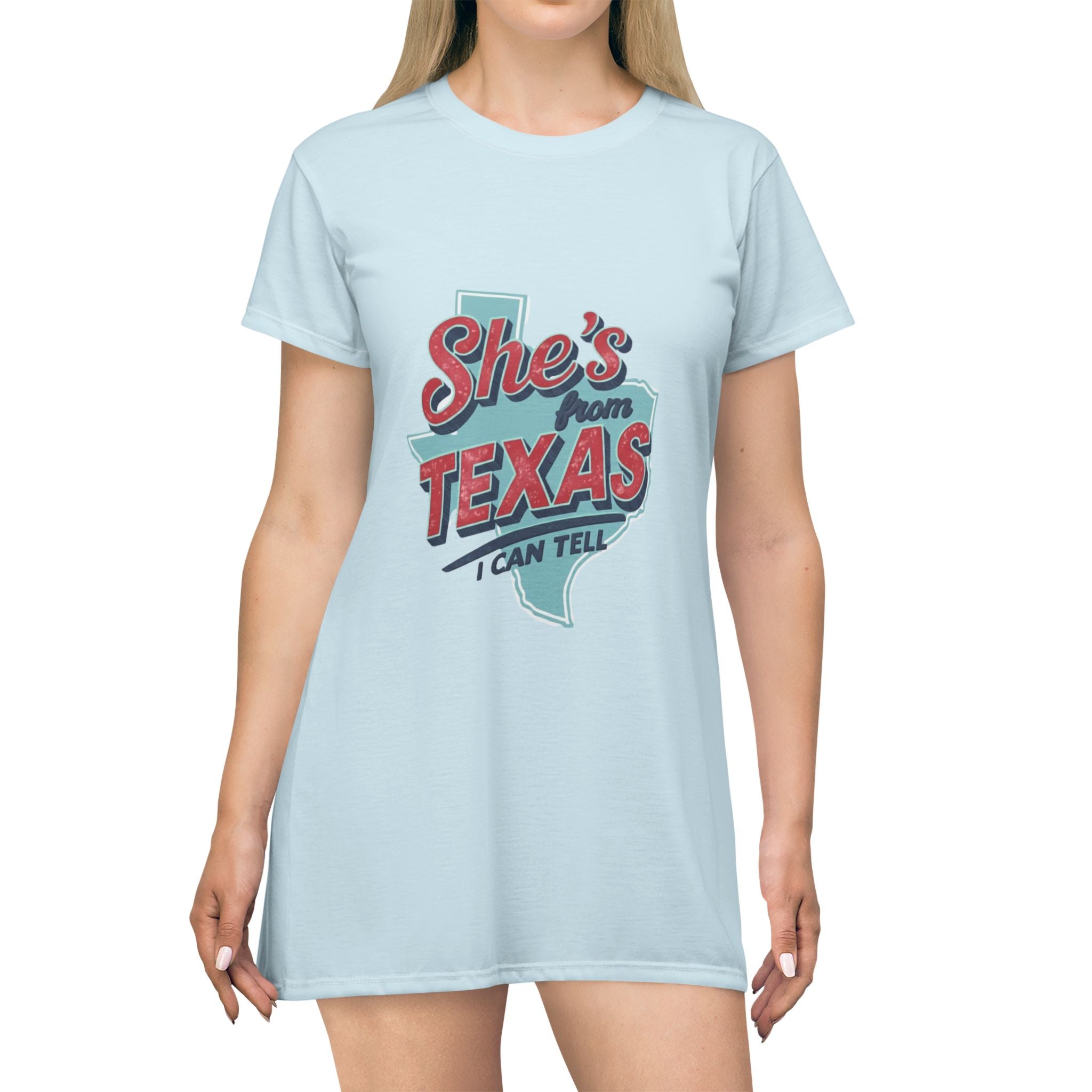 She's From Texas T‑Shirt Dress – Cute Texas Pride AOP Dress