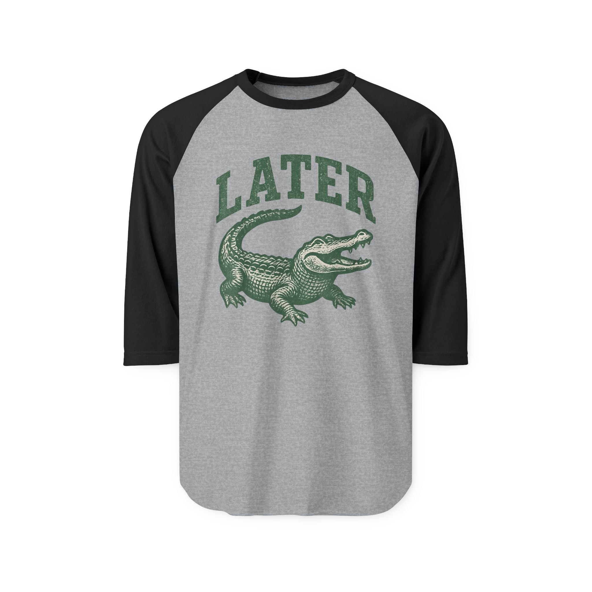 Later Alligator Raglan Shirt — Vintage Crocodile Graphic 3/4 Sleeve