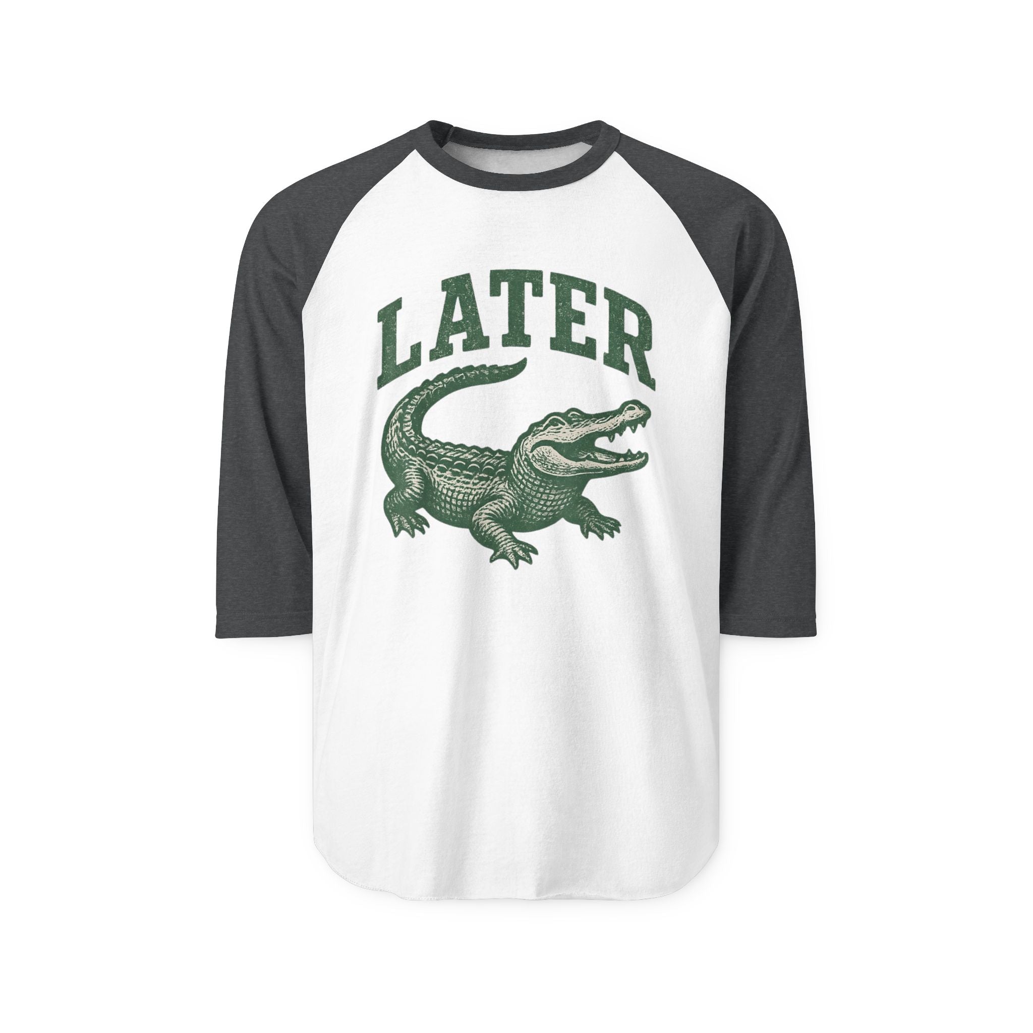 Later Alligator Raglan Shirt — Vintage Crocodile Graphic 3/4 Sleeve