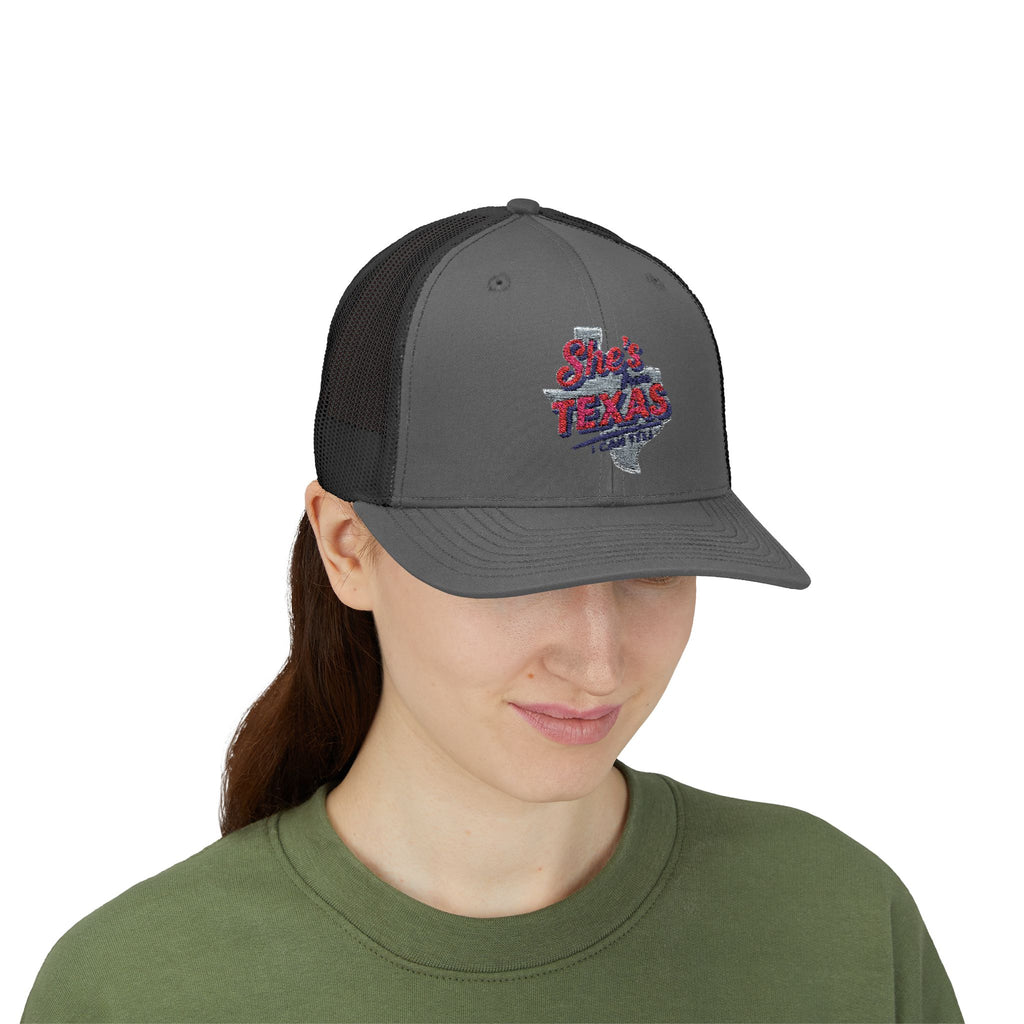 She's Texas Snapback Trucker Cap — Floral Texas State Logo Hat