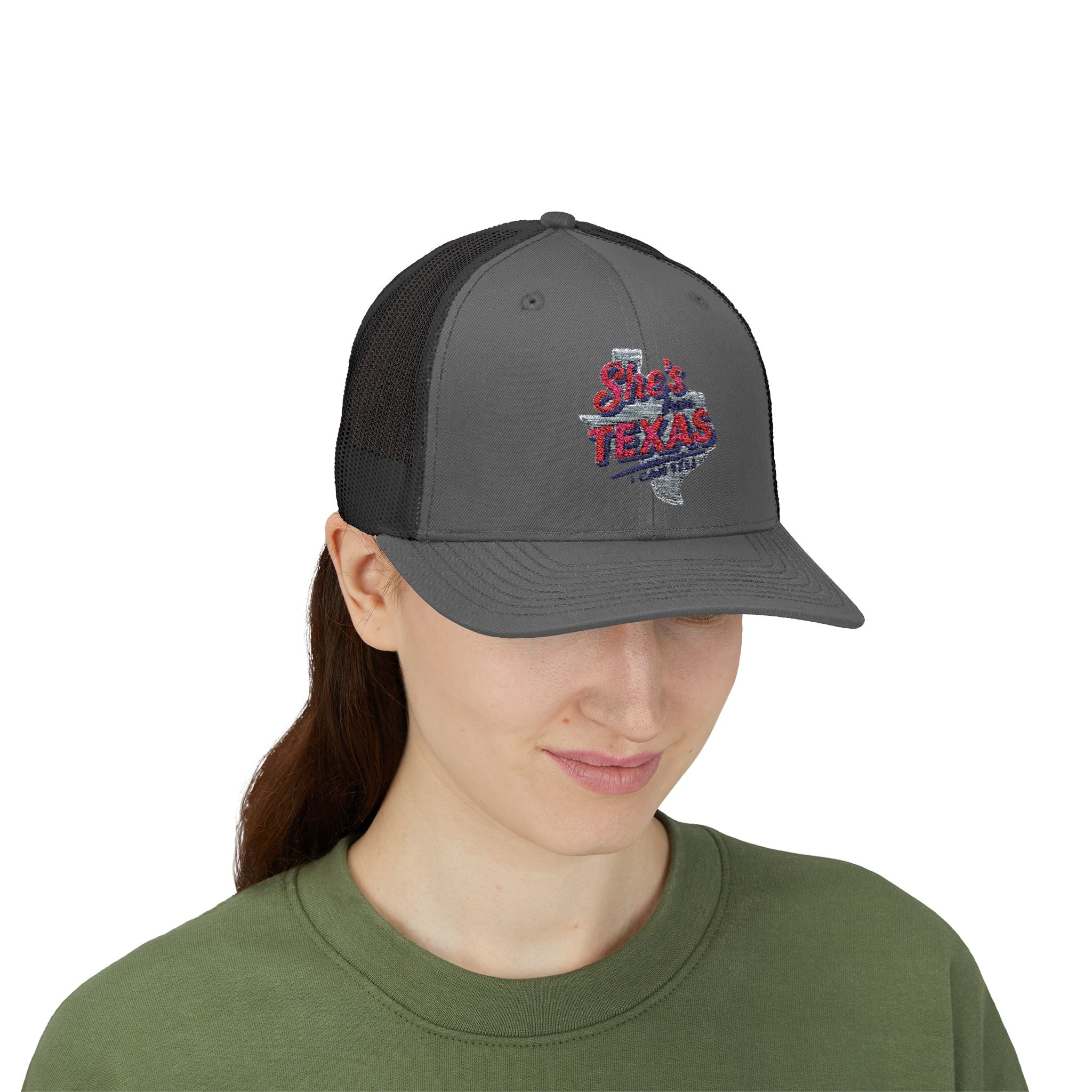 She's Texas Snapback Trucker Cap — Floral Texas State Logo Hat