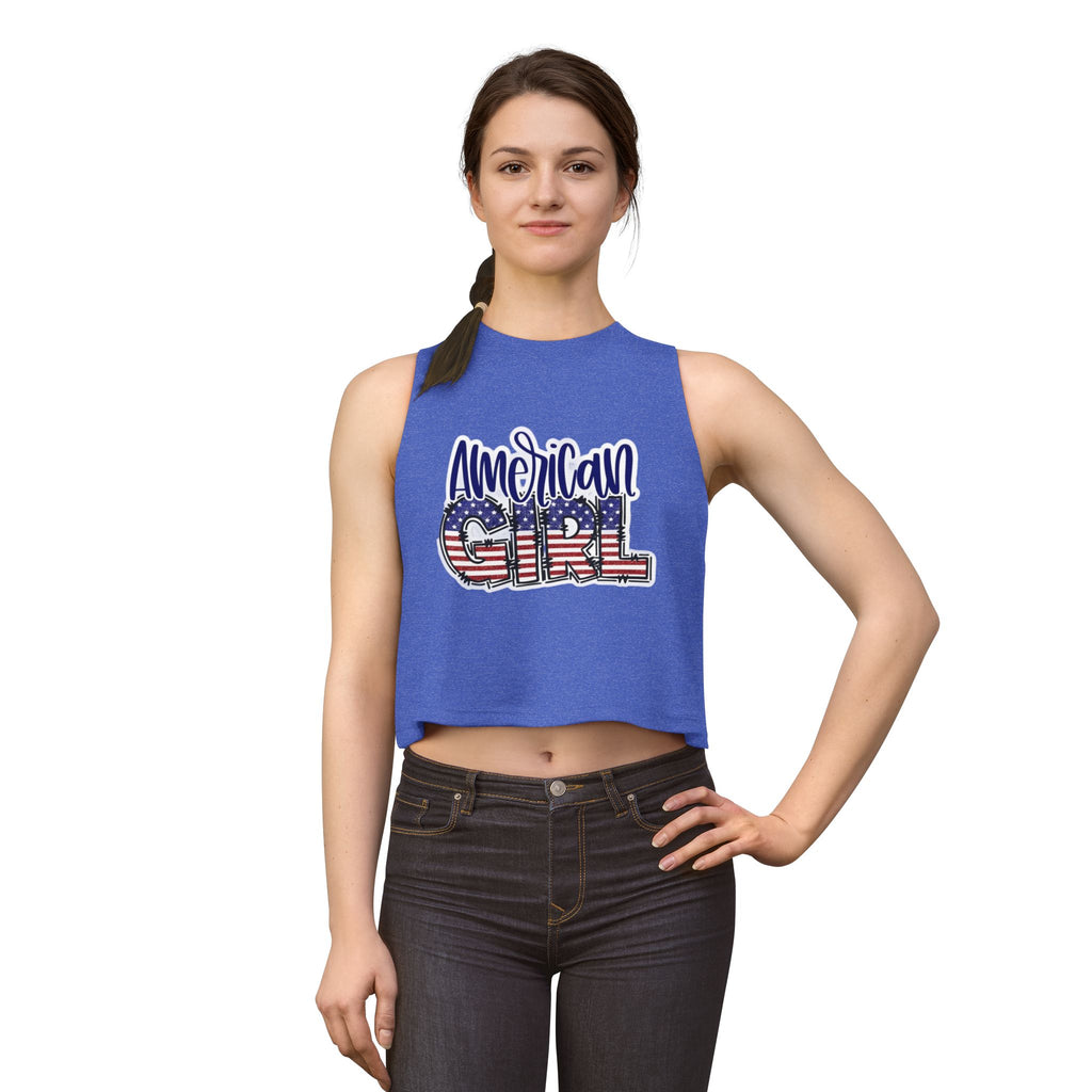 American Girl Crop Top — Patriotic USA Flag Graphic Tank for Women