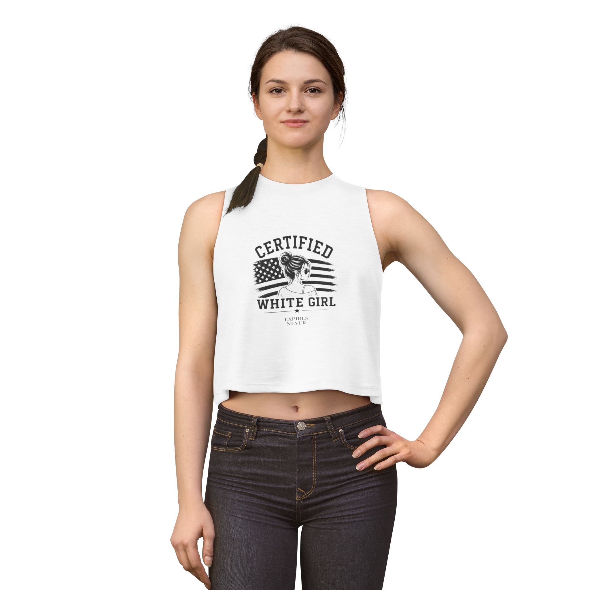 Crop Top — "Certified White Girl" Graphic Tank Top