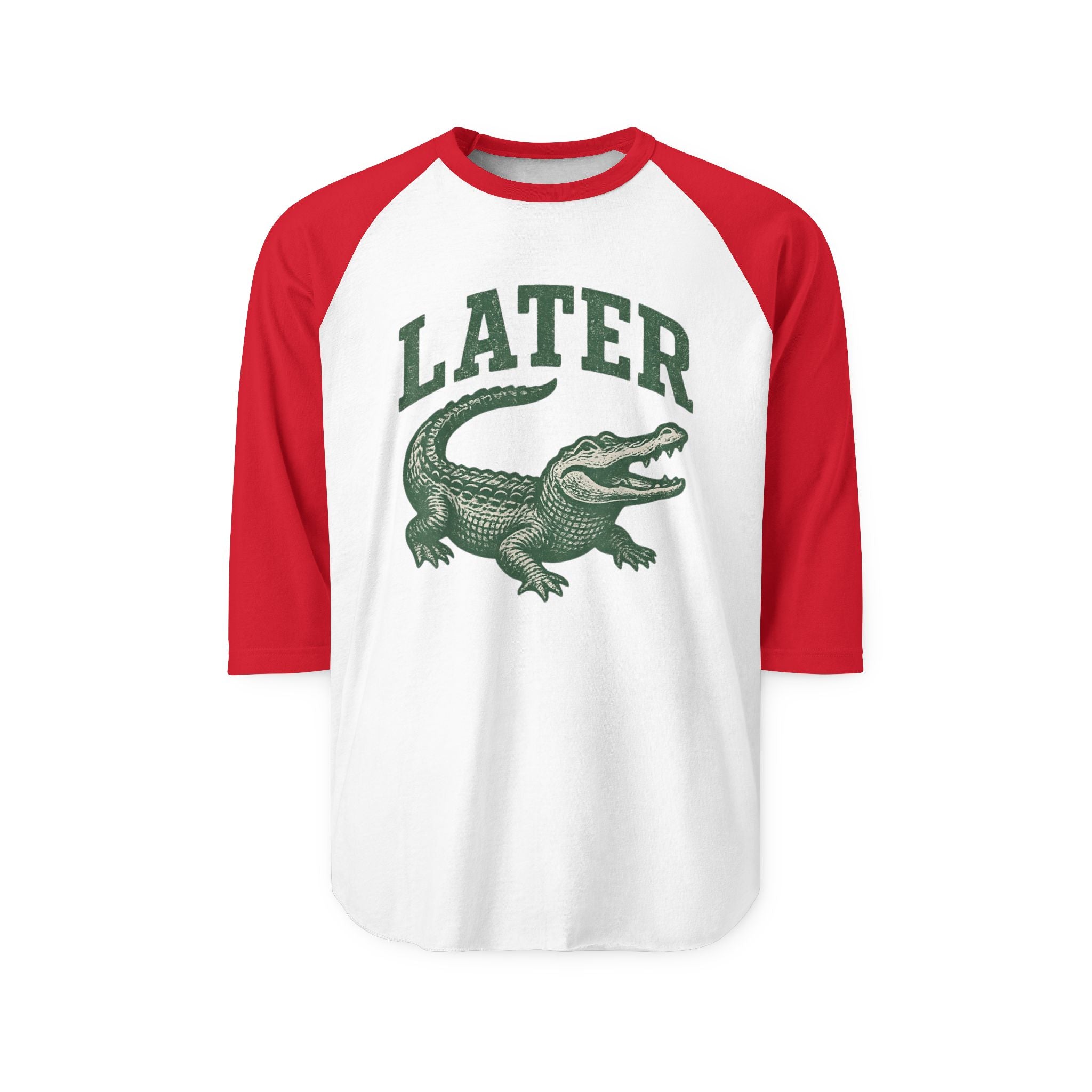 Later Alligator Raglan Shirt — Vintage Crocodile Graphic 3/4 Sleeve