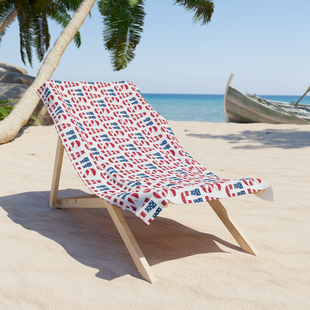 USA Flag Pattern Beach Towel – Red, White & Blue Patriotic Summer Towel