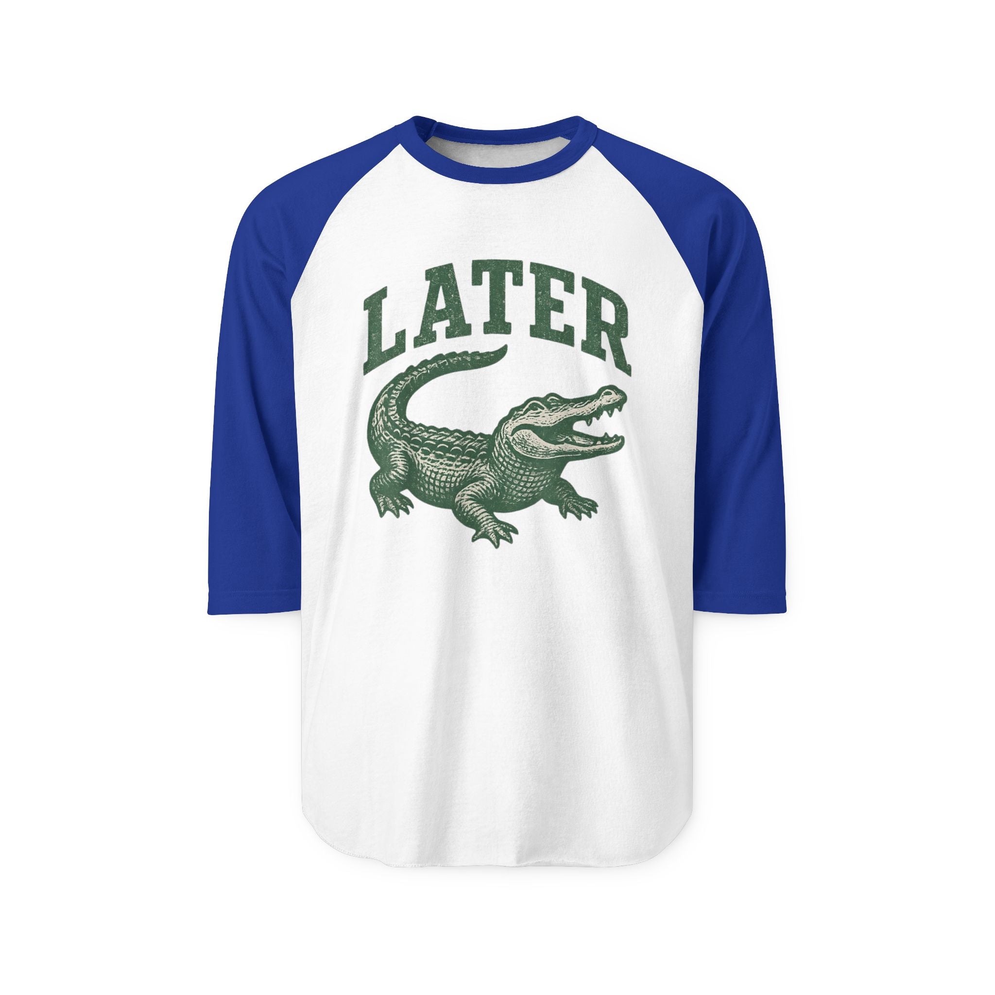 Later Alligator Raglan Shirt — Vintage Crocodile Graphic 3/4 Sleeve