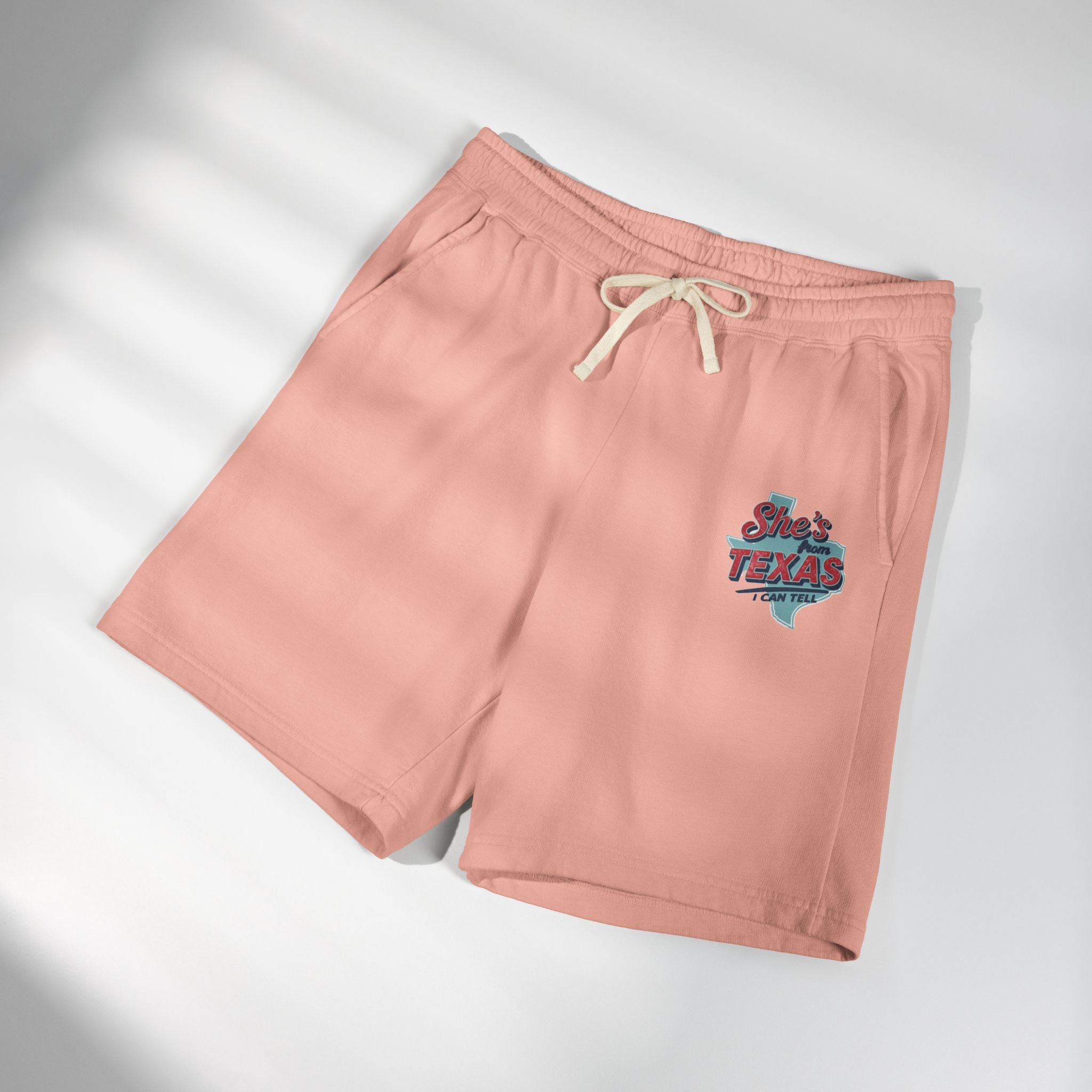 She’s From Texas Fleece Sweat Shorts — Lightweight Garment-Dyed Lounge Shorts