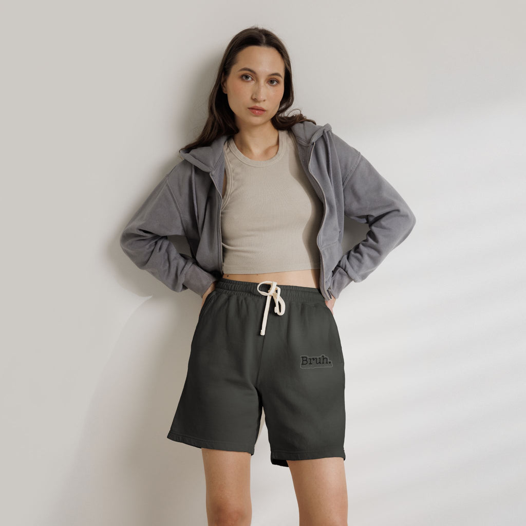Bruh. Fleece Sweat Shorts — Lightweight Garment-Dyed Lounge Shorts