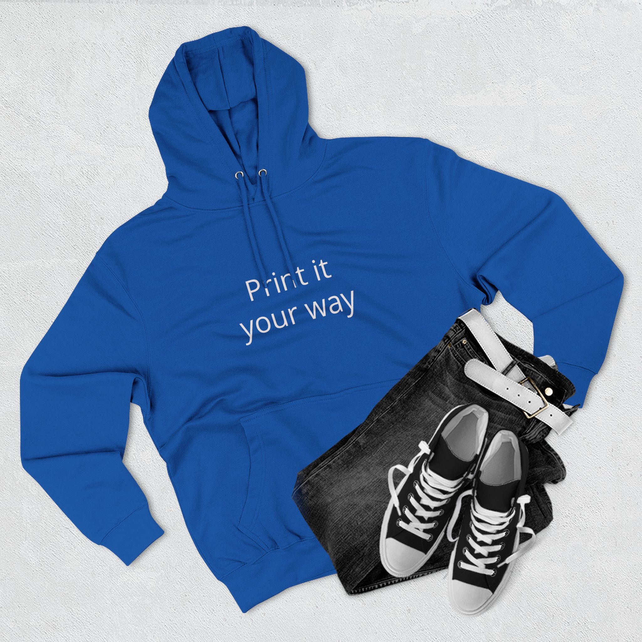 Blank White Hoodie — Customizable Three-Panel Fleece Pullover