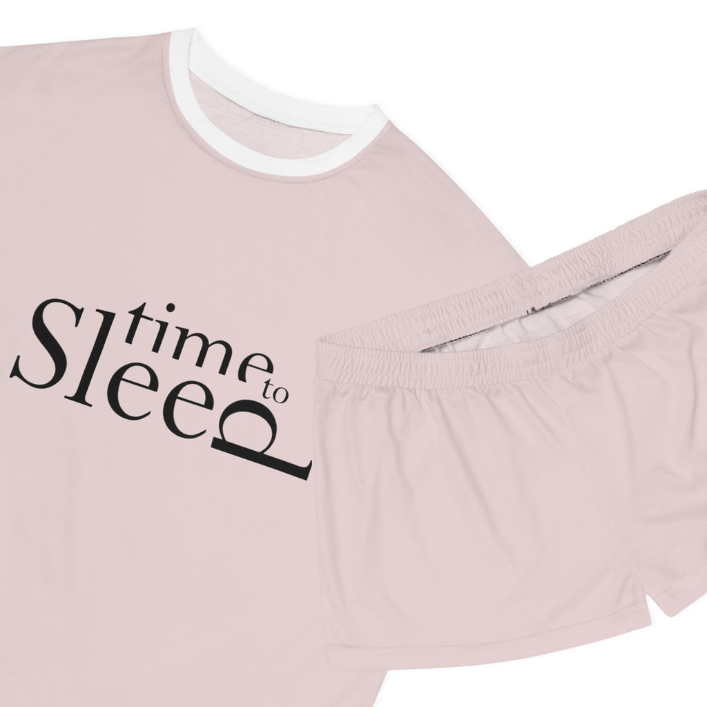 Women's 'Time to Sleep' Pajama Set - Pink Short Lounge PJs