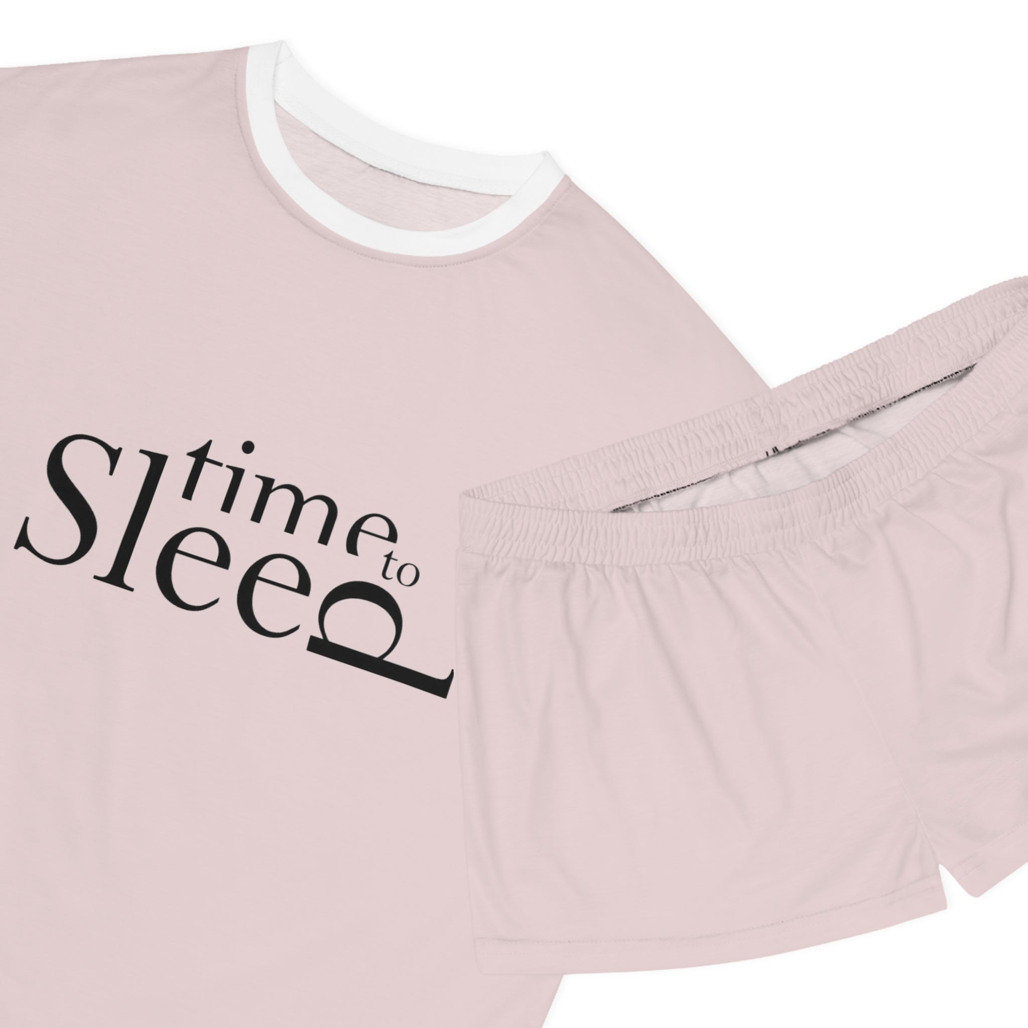 Women's 'Time to Sleep' Pajama Set - Pink Short Lounge PJs