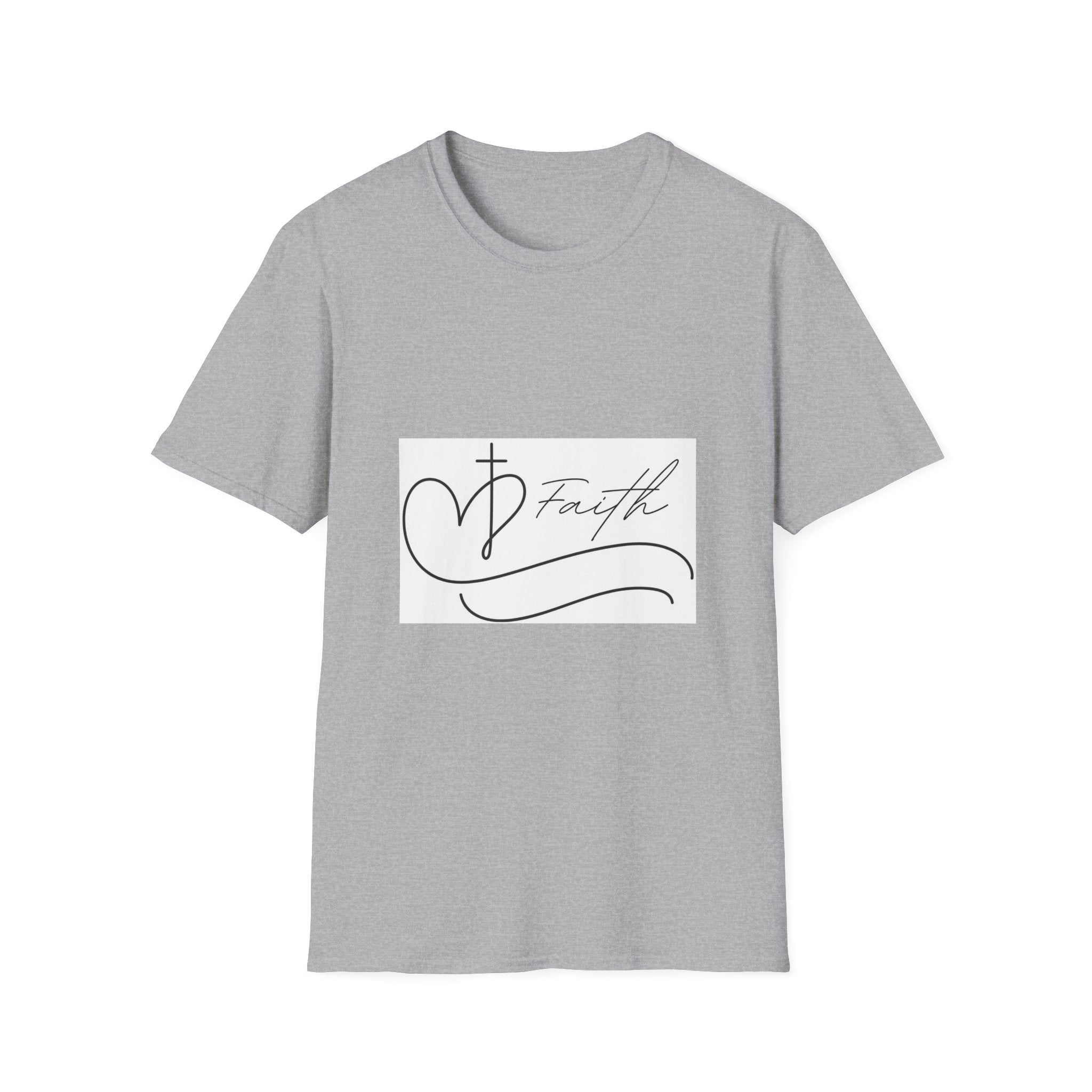 Faith Script T-Shirt — Heart Cross Design