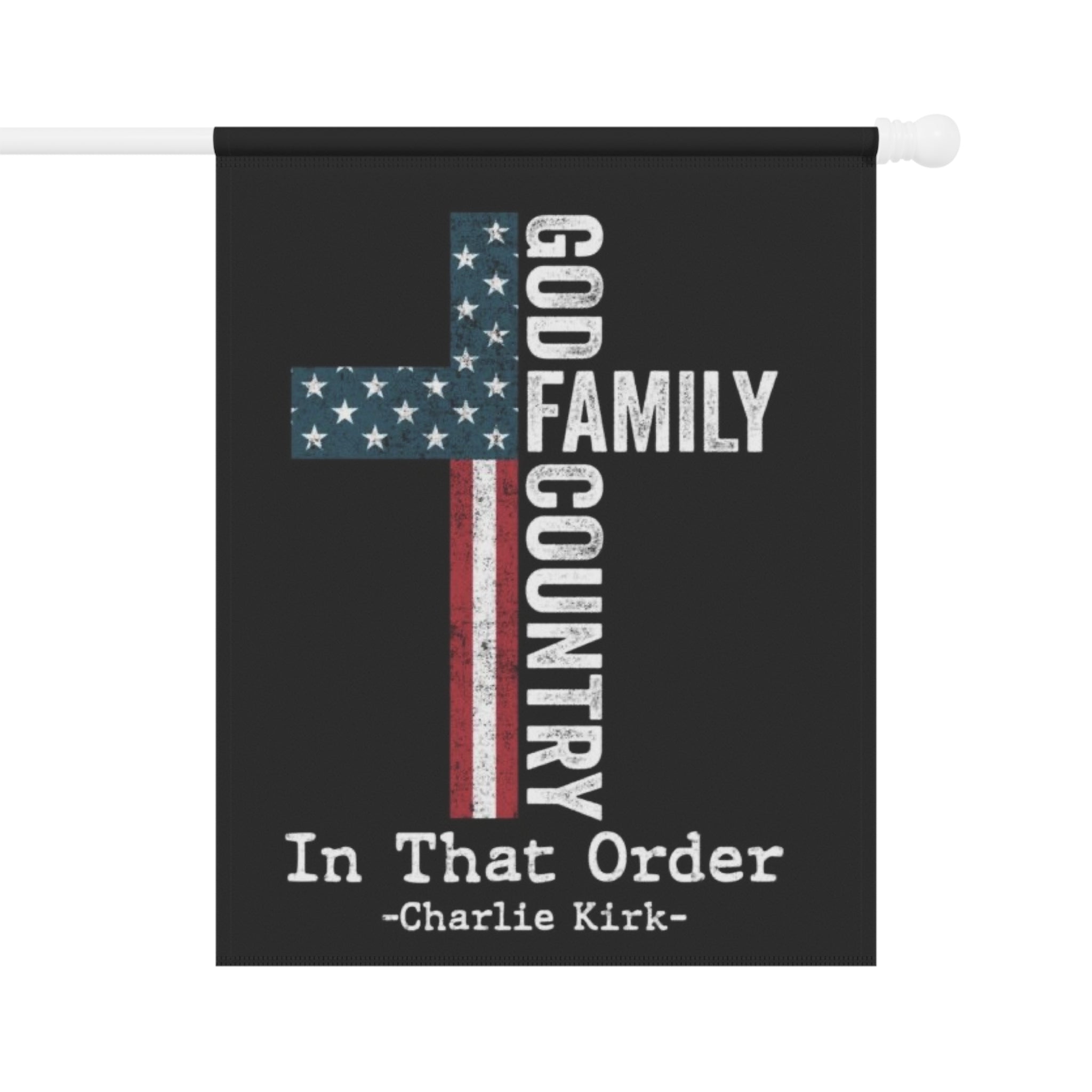Patriotic Cross Garden Flag - "God, Family, Country" Outdoor Banner