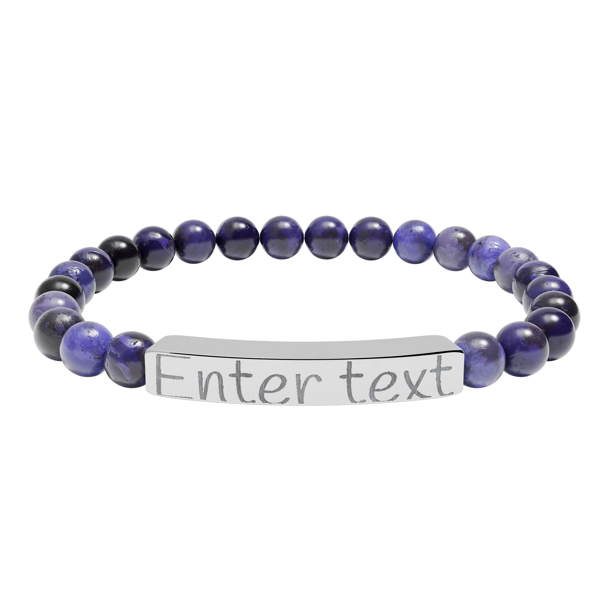 Natural Stone Stretch Bar Bracelet (Engraving)
