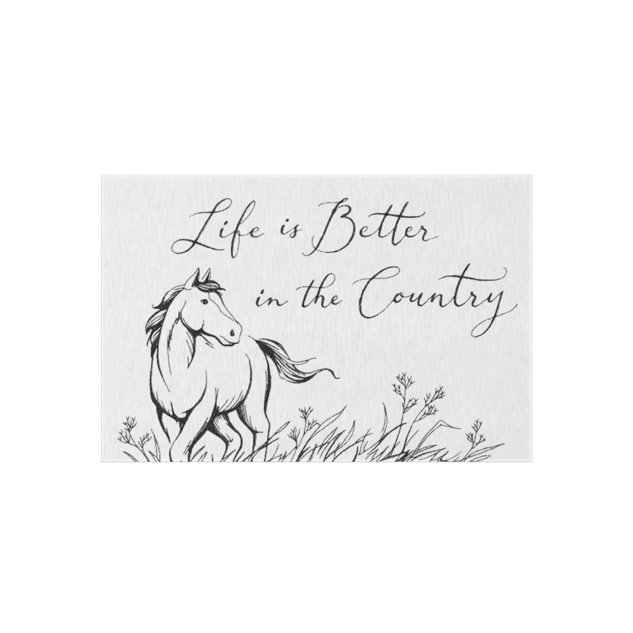 Outdoor Rug – "Life is Better in the Country" Horse Print
