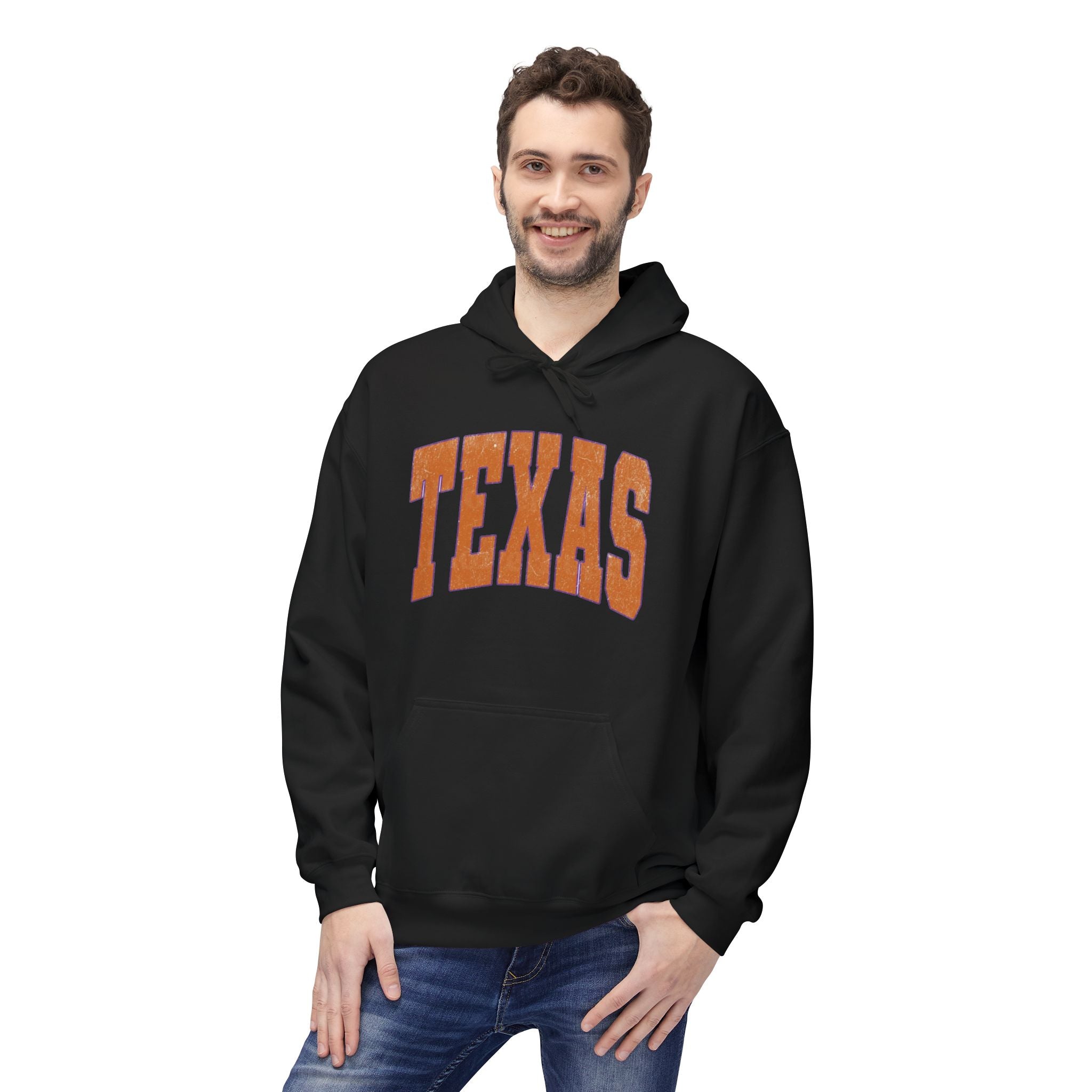 Texas Arch Hoodie — Vintage burnt orange college pullover