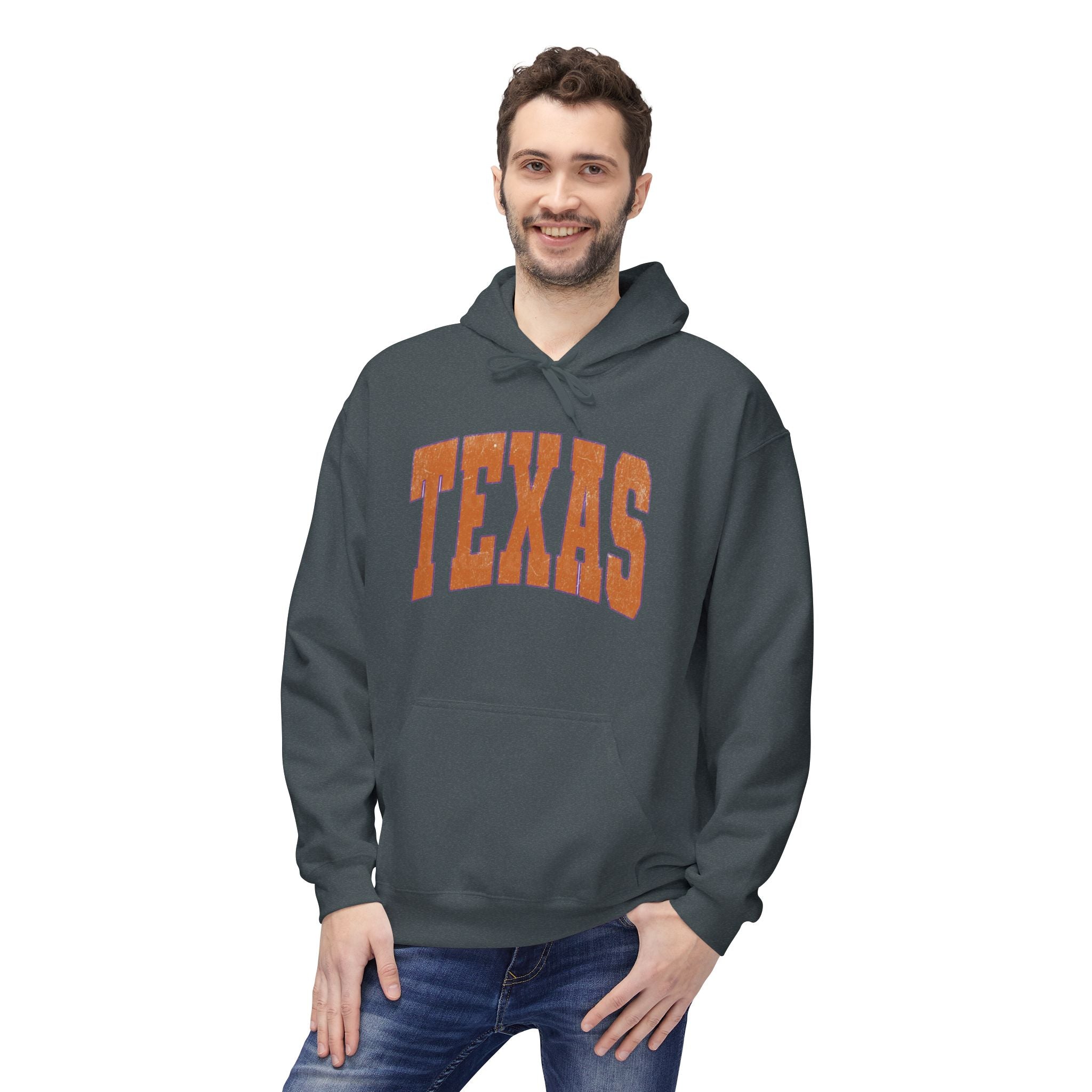 Texas Arch Hoodie — Vintage burnt orange college pullover