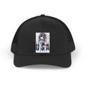 USA Retro Trucker Hat — Patriotic Vintage Woman Graphic Cap