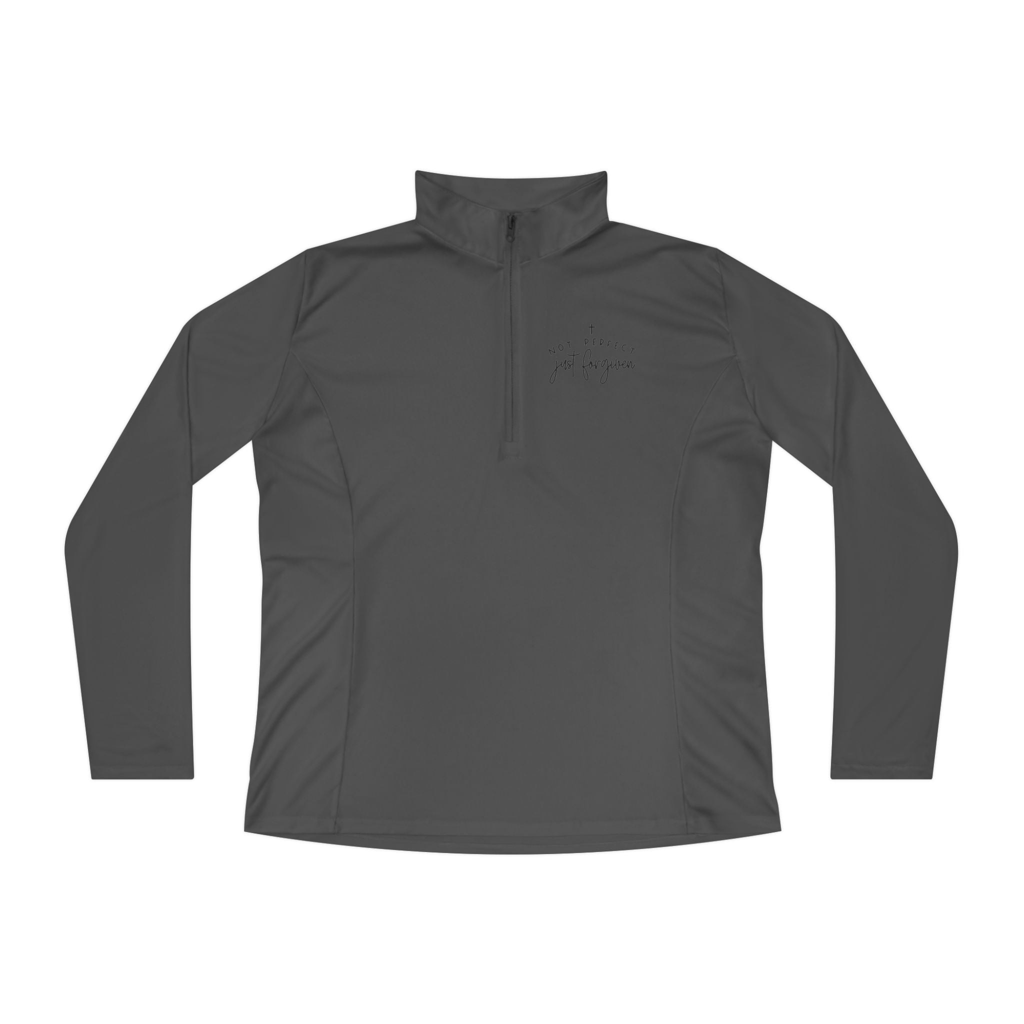 Ladies Quarter-Zip Pullover — Minimal Script "be brave, be you" Athletic Pullover