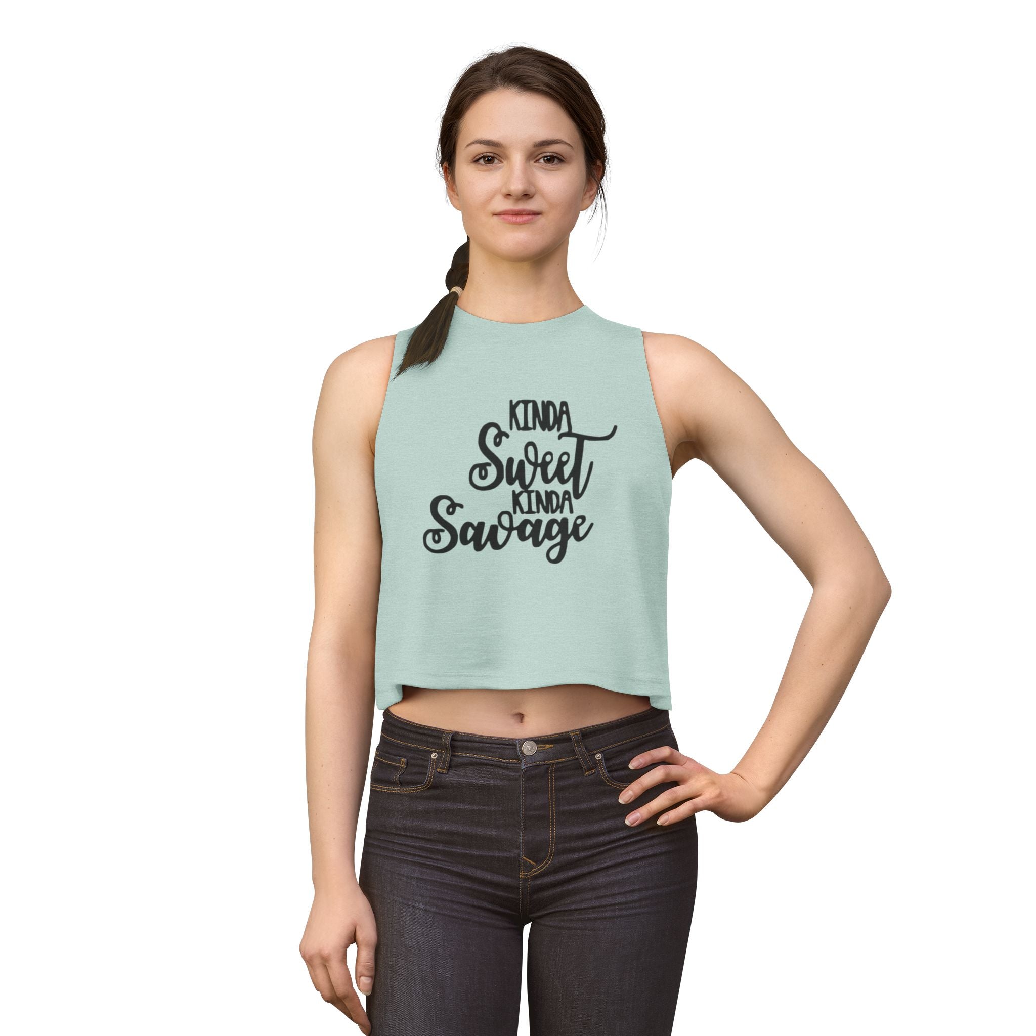 Crop Top — "Kinda Sweet Kinda Savage" Women's Flowy Cropped Tank