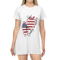 Patriotic Heart T-Shirt Dress – "God, Family, Country" American Flag Tee Dress