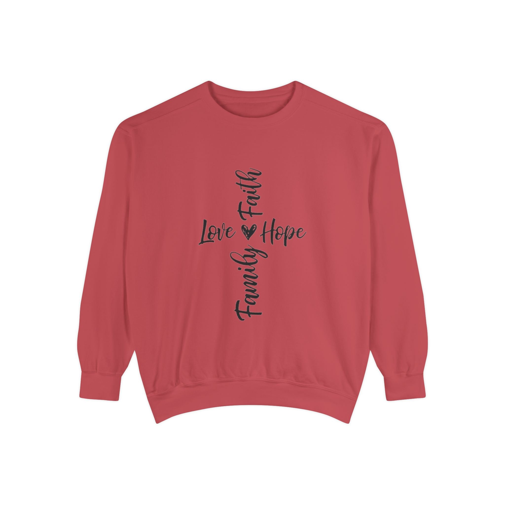 Faith Love Hope Family Sweatshirt – Vertical Script Cross Design