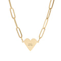 Engravable Paperclip Heart Necklace — Personalized Heart Pendant Chain (Gold or Rose Gold)