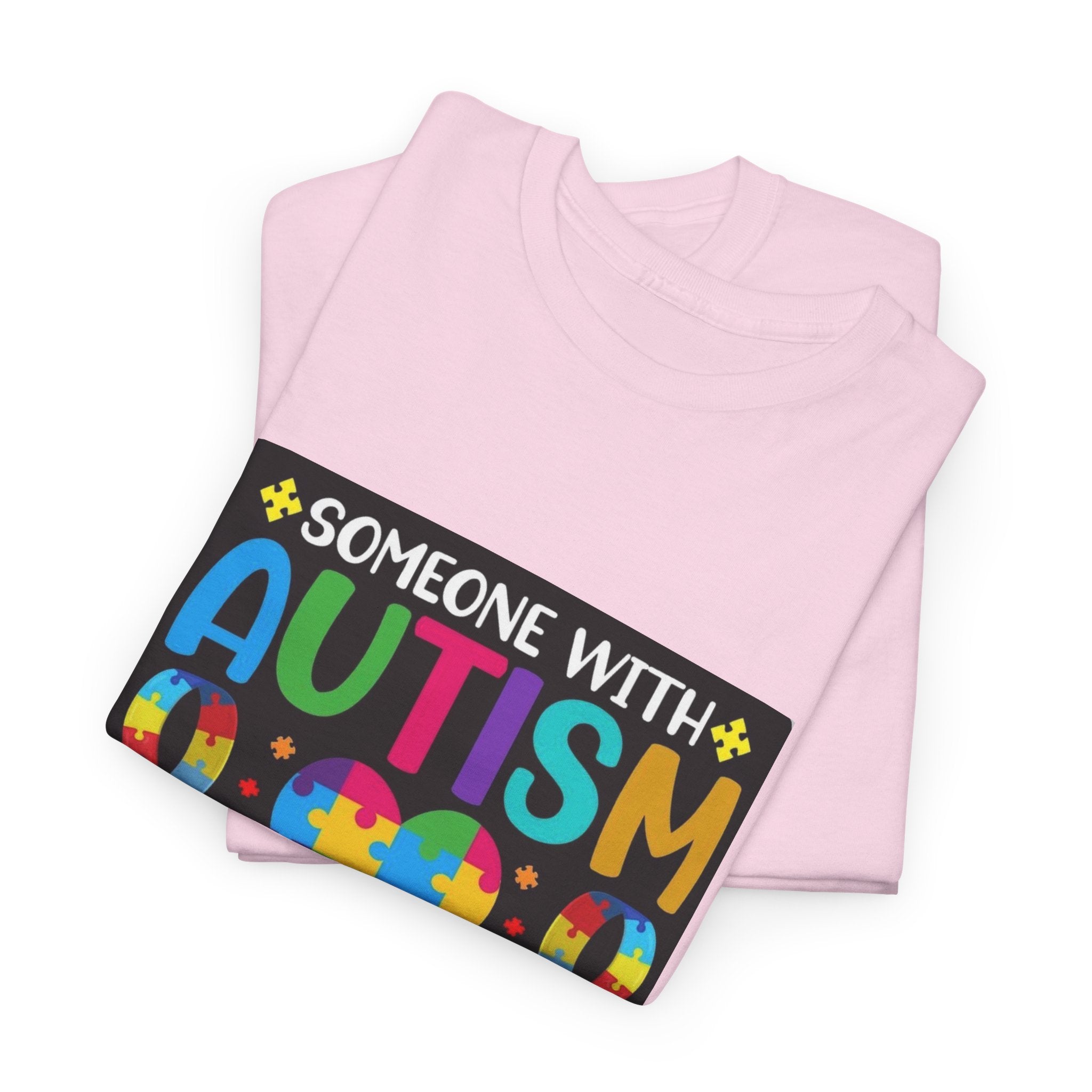 Autism Awareness T-Shirt — “Someone With Autism Lights Up My World” Colorful Puzzle Tee