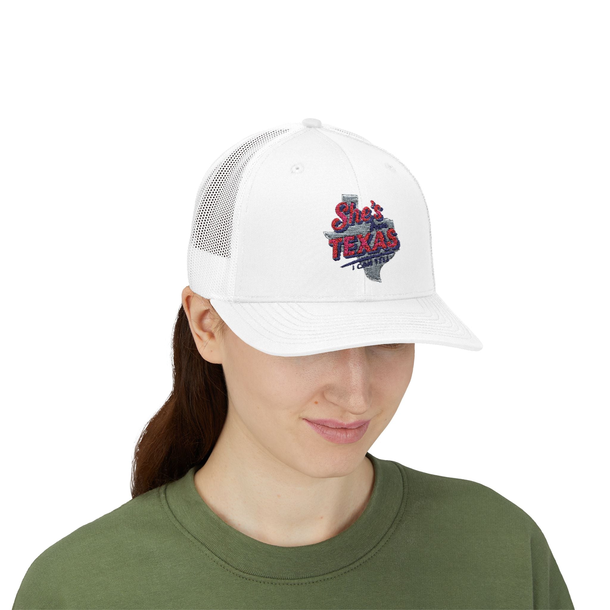 She's Texas Snapback Trucker Cap — Floral Texas State Logo Hat