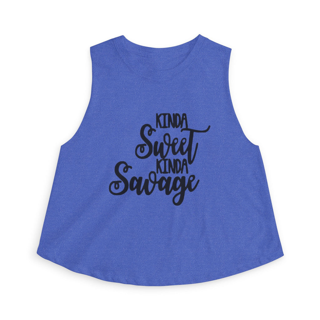 Crop Top — "Kinda Sweet Kinda Savage" Women's Flowy Cropped Tank