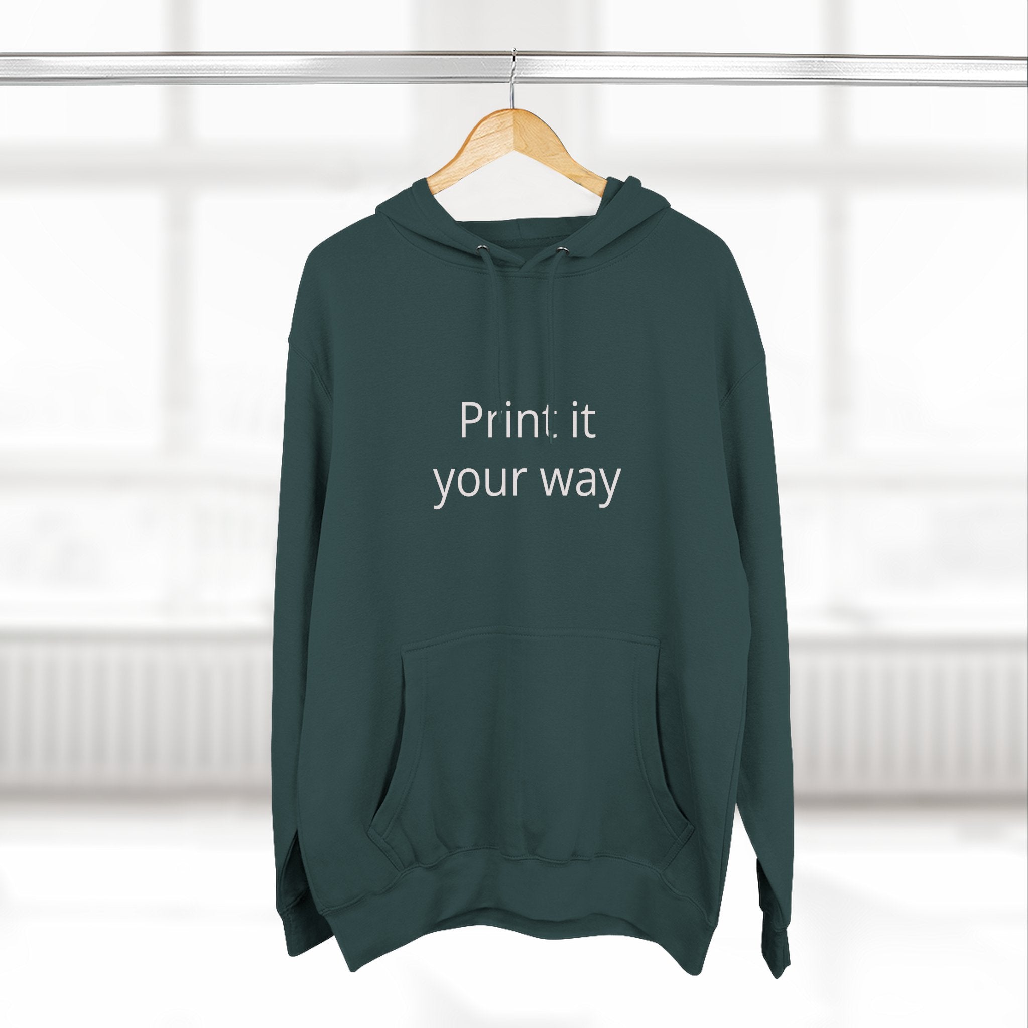 Blank White Hoodie — Customizable Three-Panel Fleece Pullover