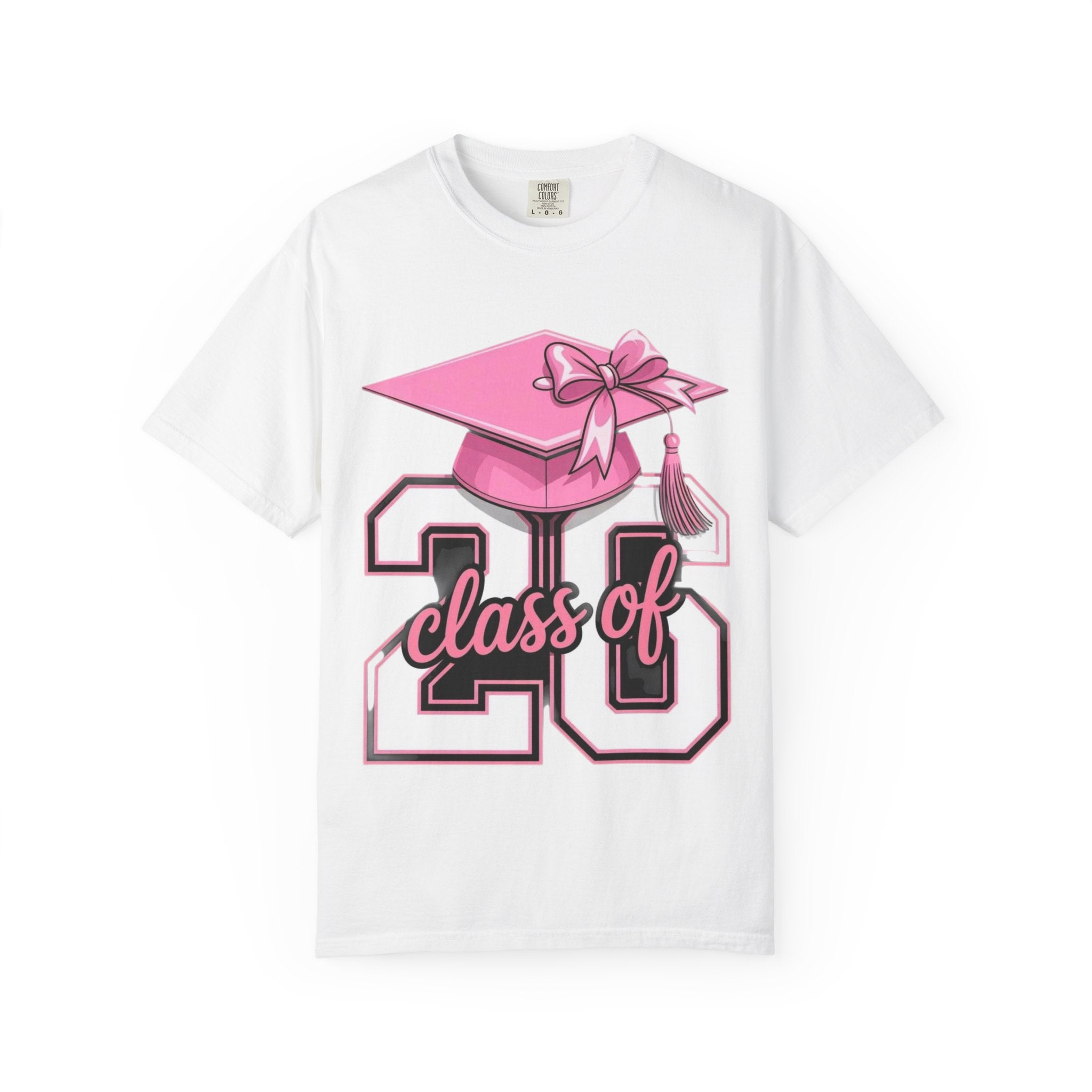 Class of 20 Graduation T-Shirt — Pink Cap & Tassel Senior Tee