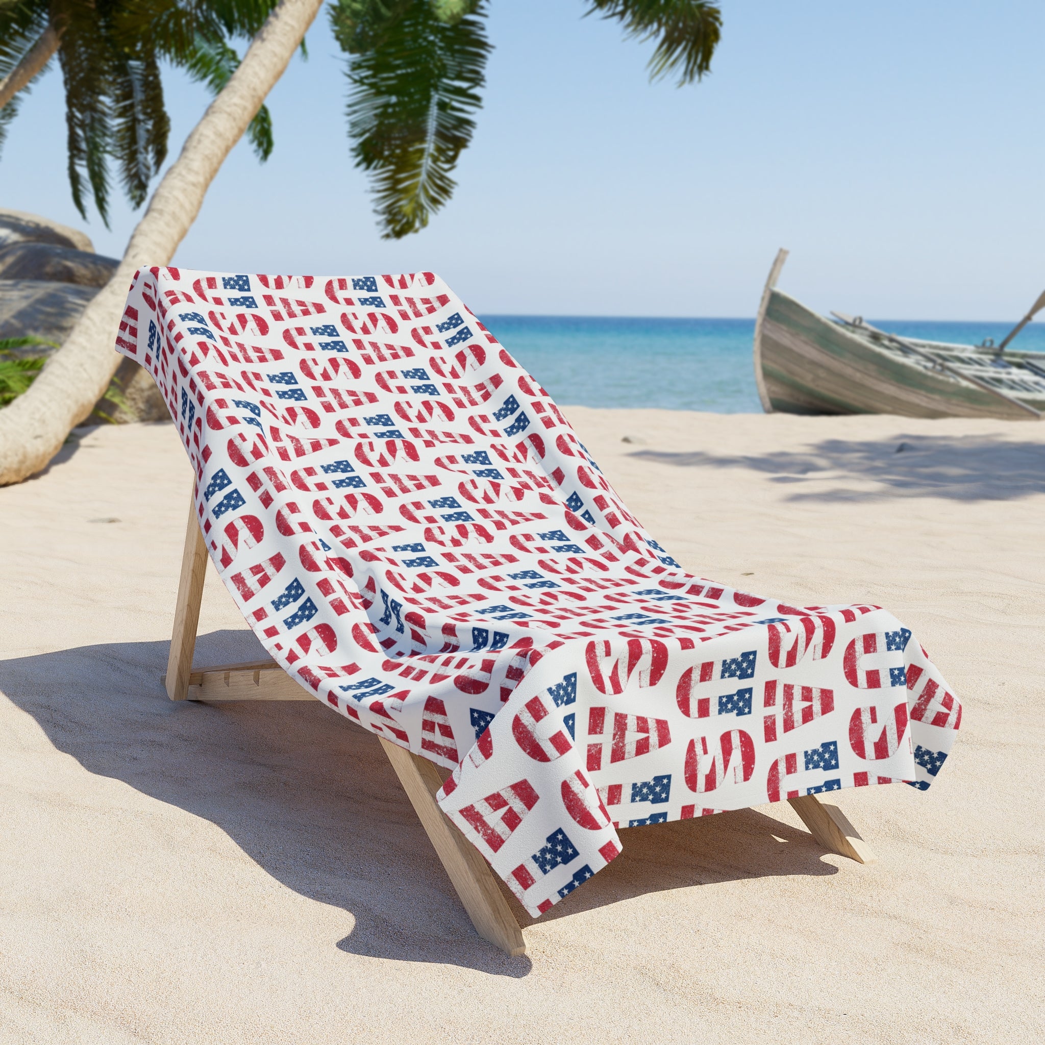 USA Flag Pattern Beach Towel – Red, White & Blue Patriotic Summer Towel