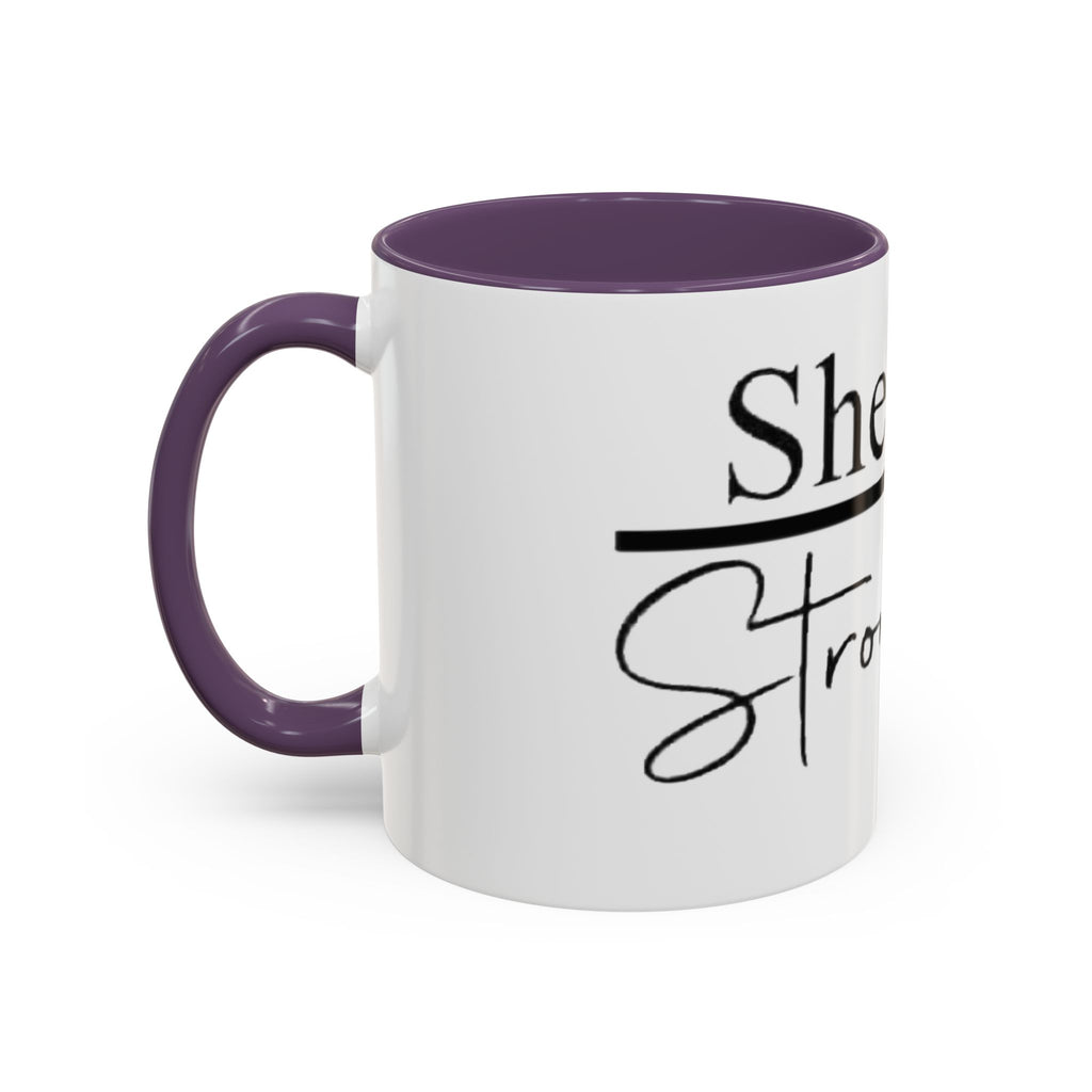 Proverbs 31:25 'She Is Strong' Accent Coffee Mug — Inspirational Christian Gift