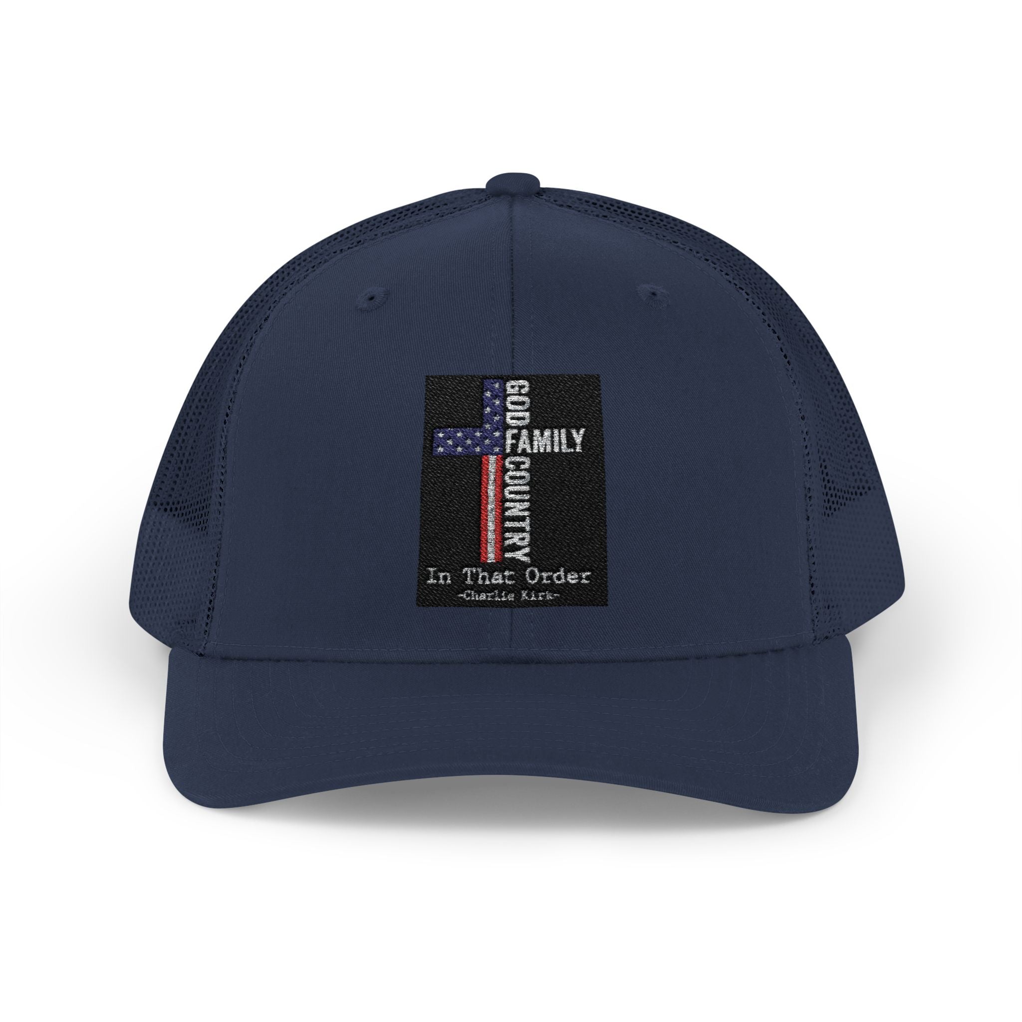 Thin Blue Line Cross Trucker Hat — Police Support Snapback