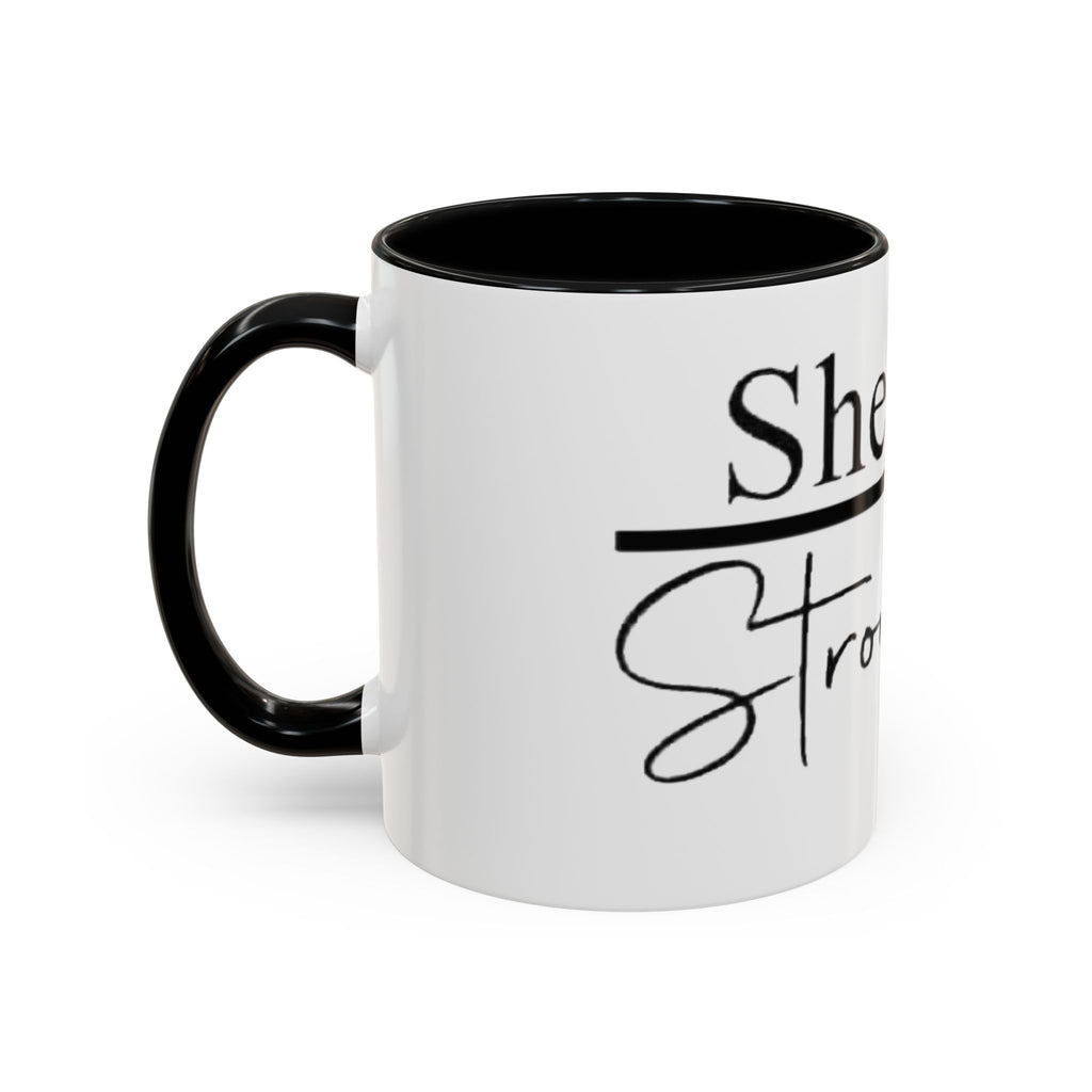 Proverbs 31:25 'She Is Strong' Accent Coffee Mug — Inspirational Christian Gift