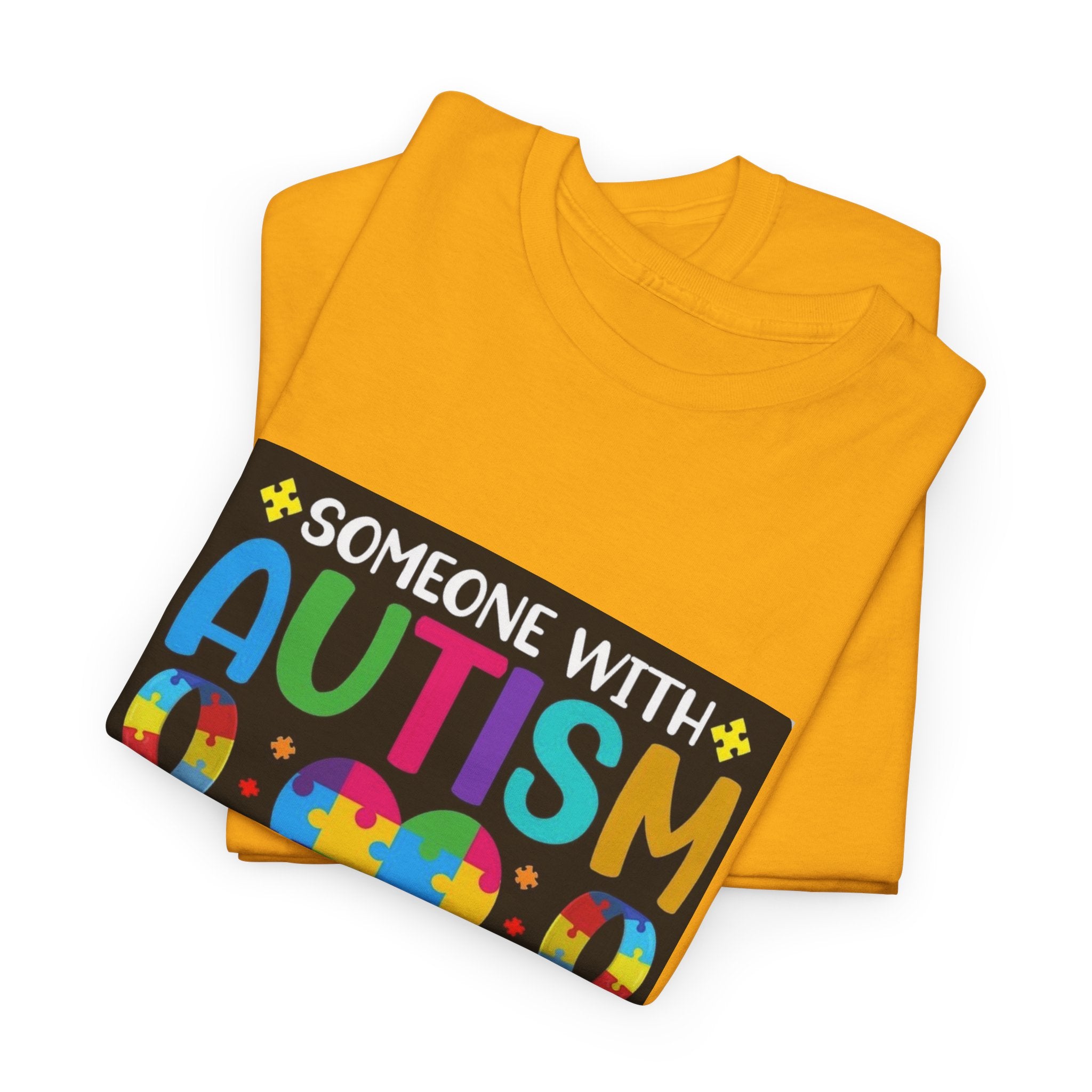 Autism Awareness T-Shirt — “Someone With Autism Lights Up My World” Colorful Puzzle Tee