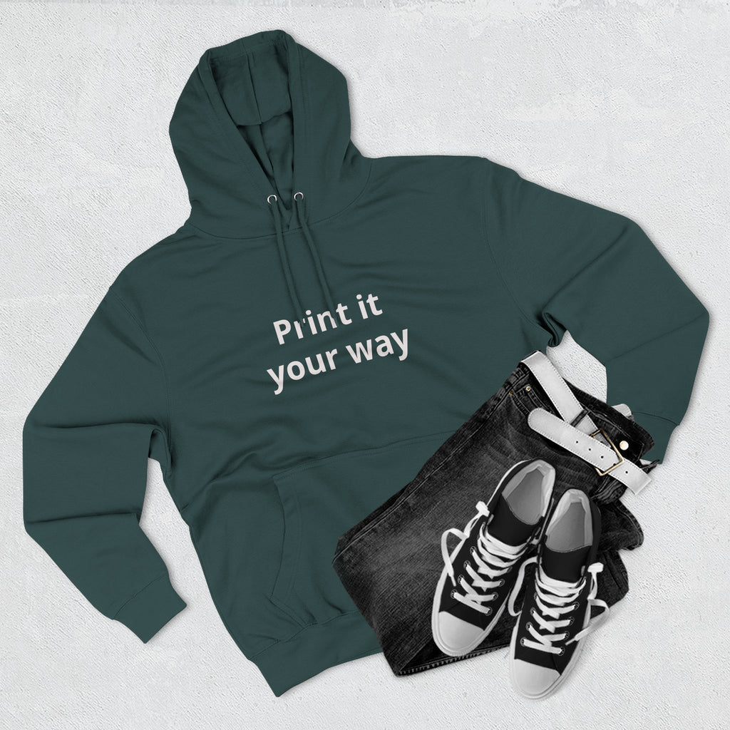 Blank White Hoodie — Customizable Three-Panel Fleece Pullover
